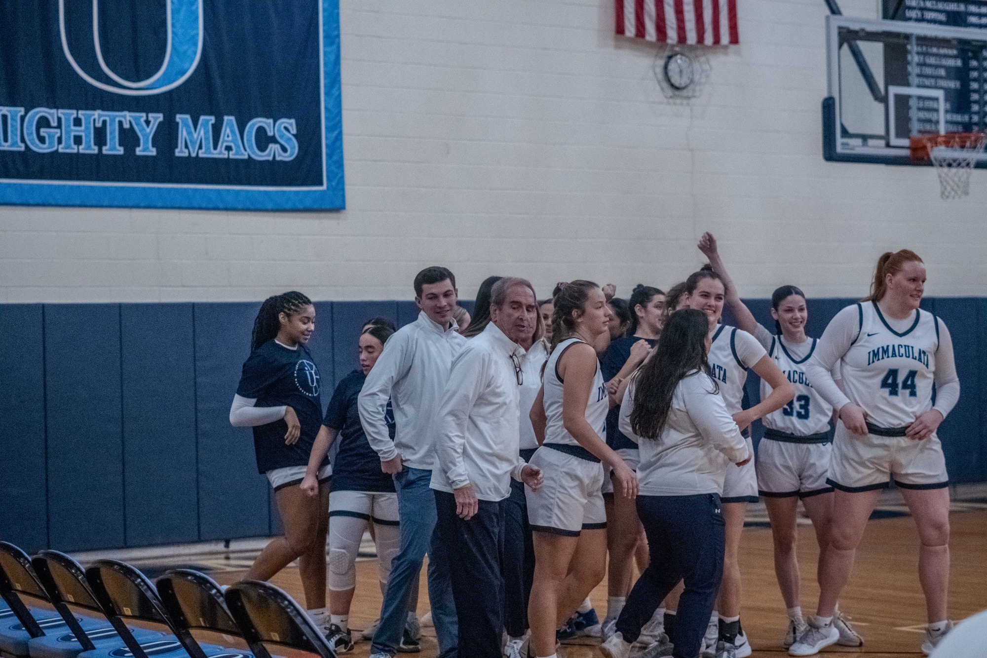 IUWBB 2025-26 JF Bench Huddle after Widener win