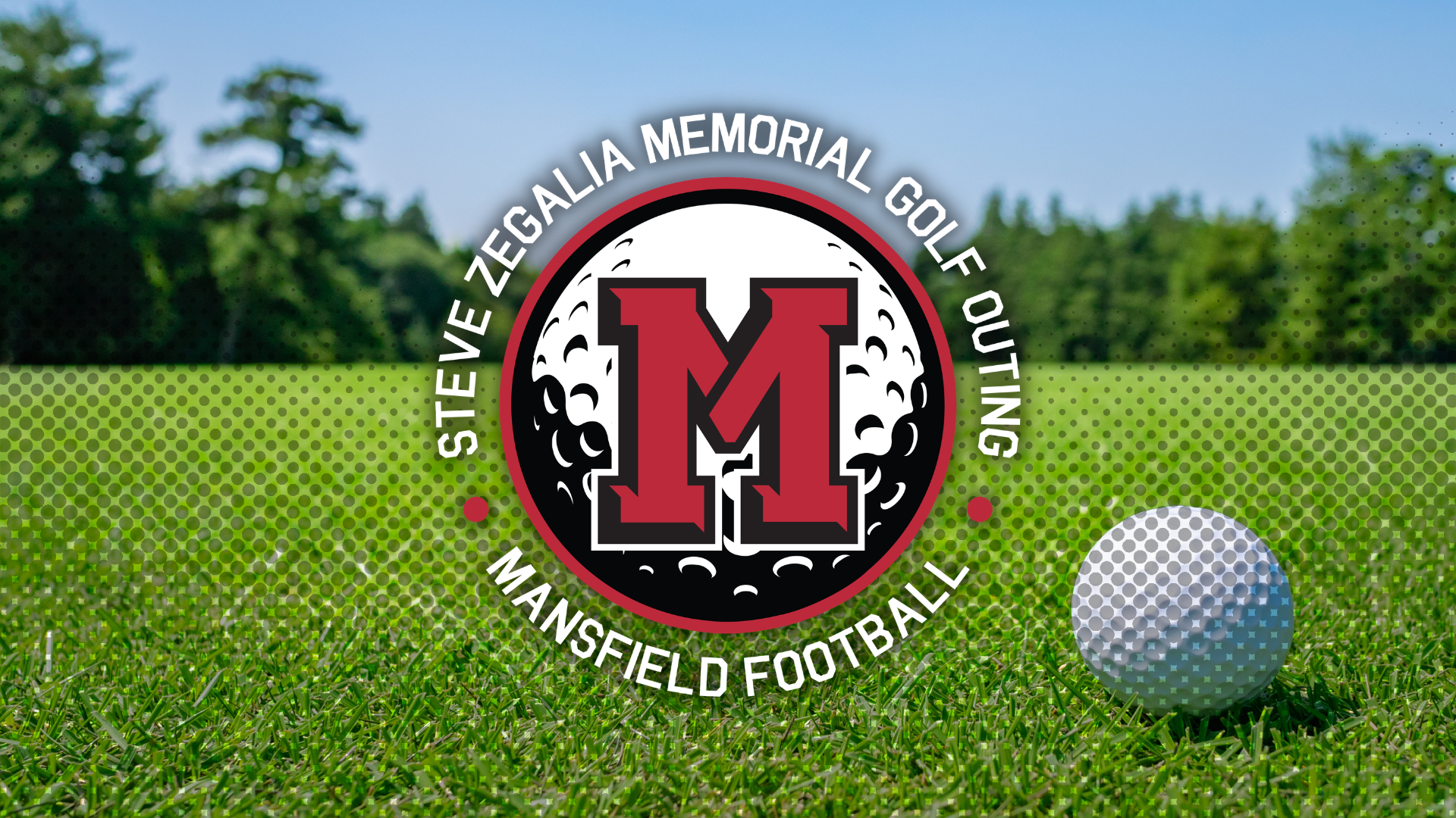 Steve Zegalia Memorial Golf Outing logo against an image of a golf course
