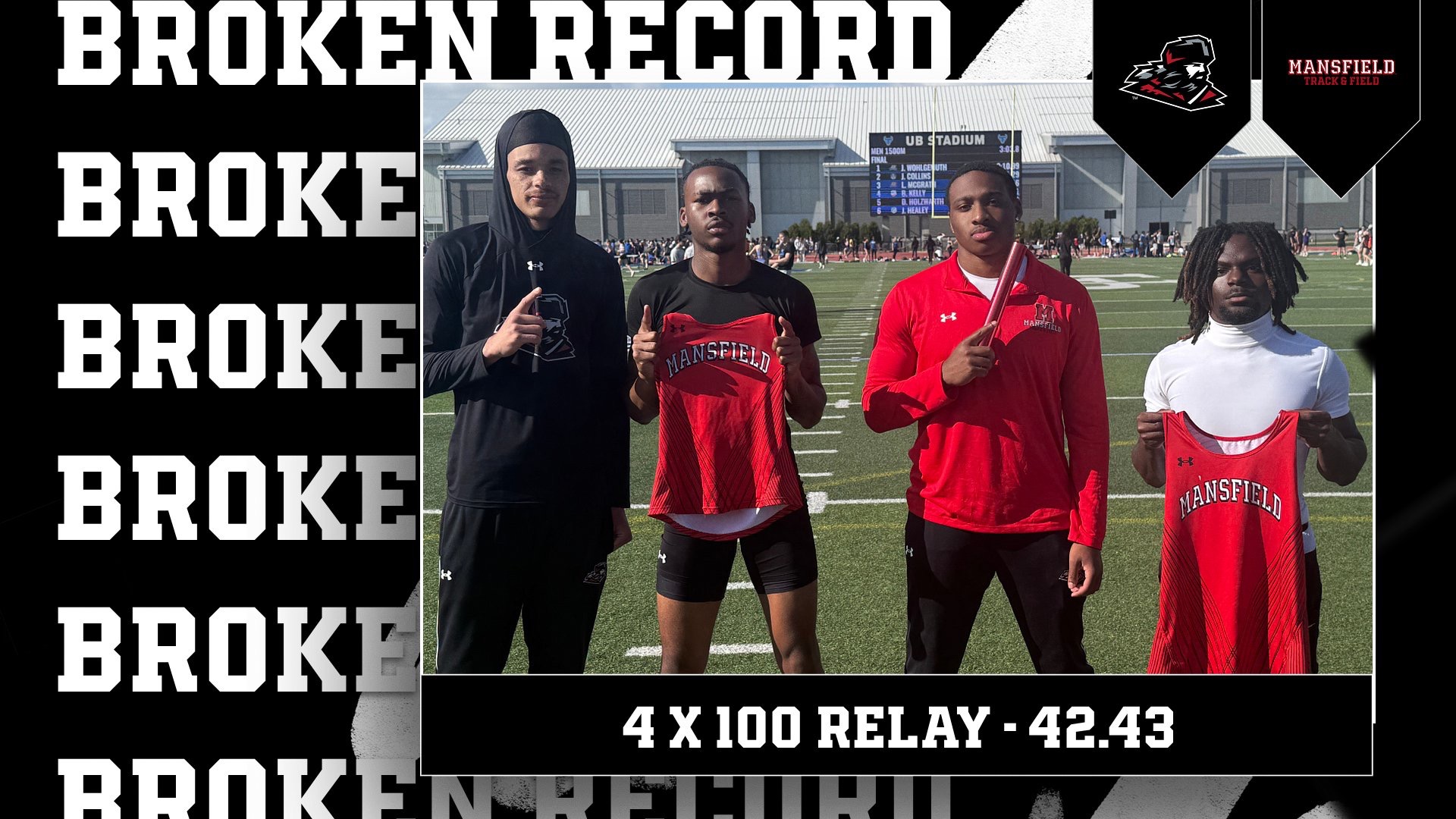 Lovett Davenport, Dorrian McCargo, Jerry Holmes Jr. and Cahsid Raymond teamed up to break the Mansfield 4x100 meter relay record 