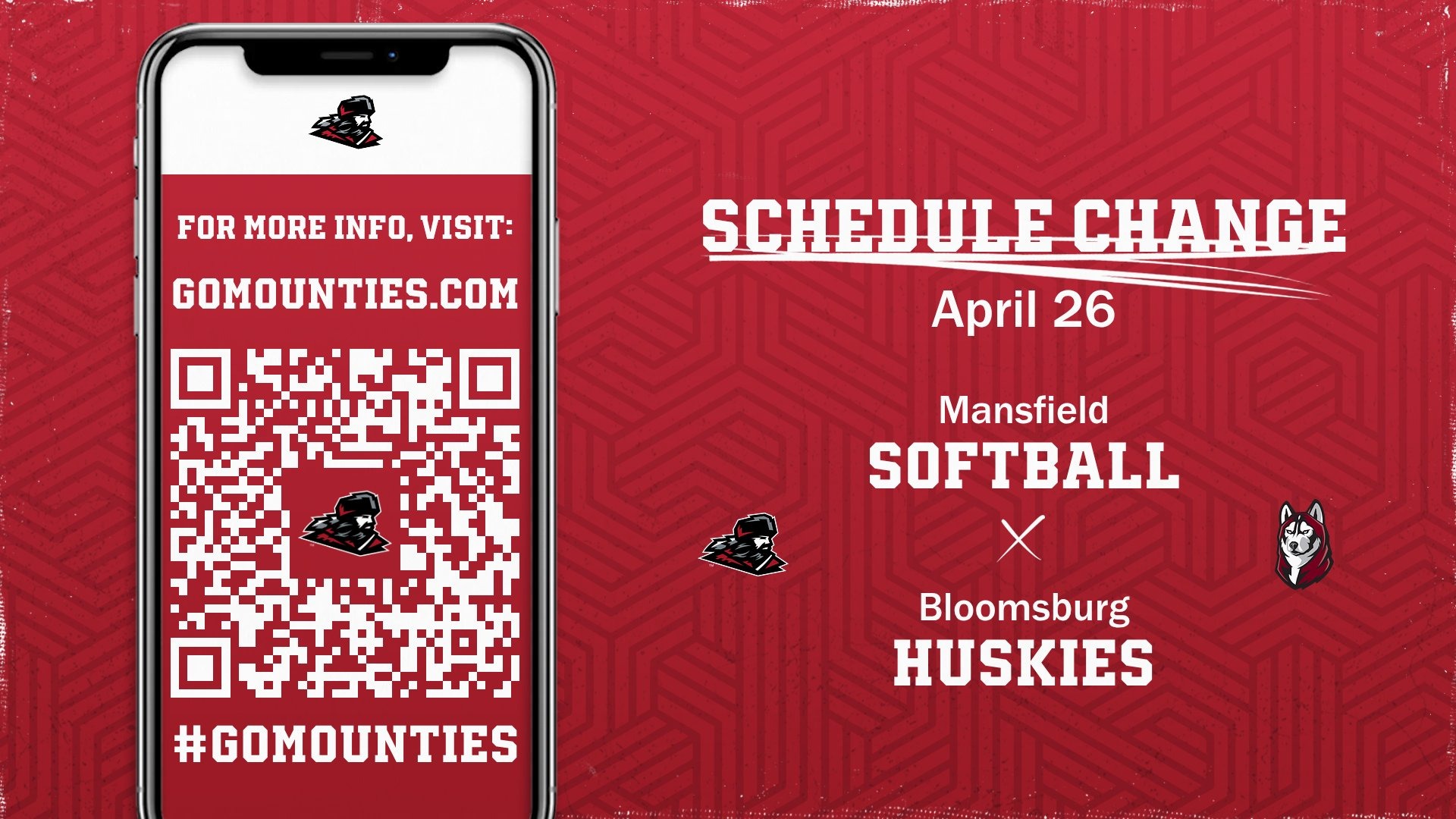 Schedule Change April 26 Mansfield Softball Bloomsburg 