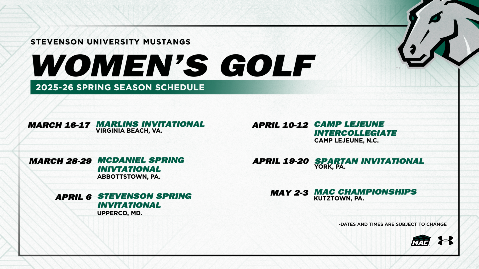 WGOLF Spring Schedule
