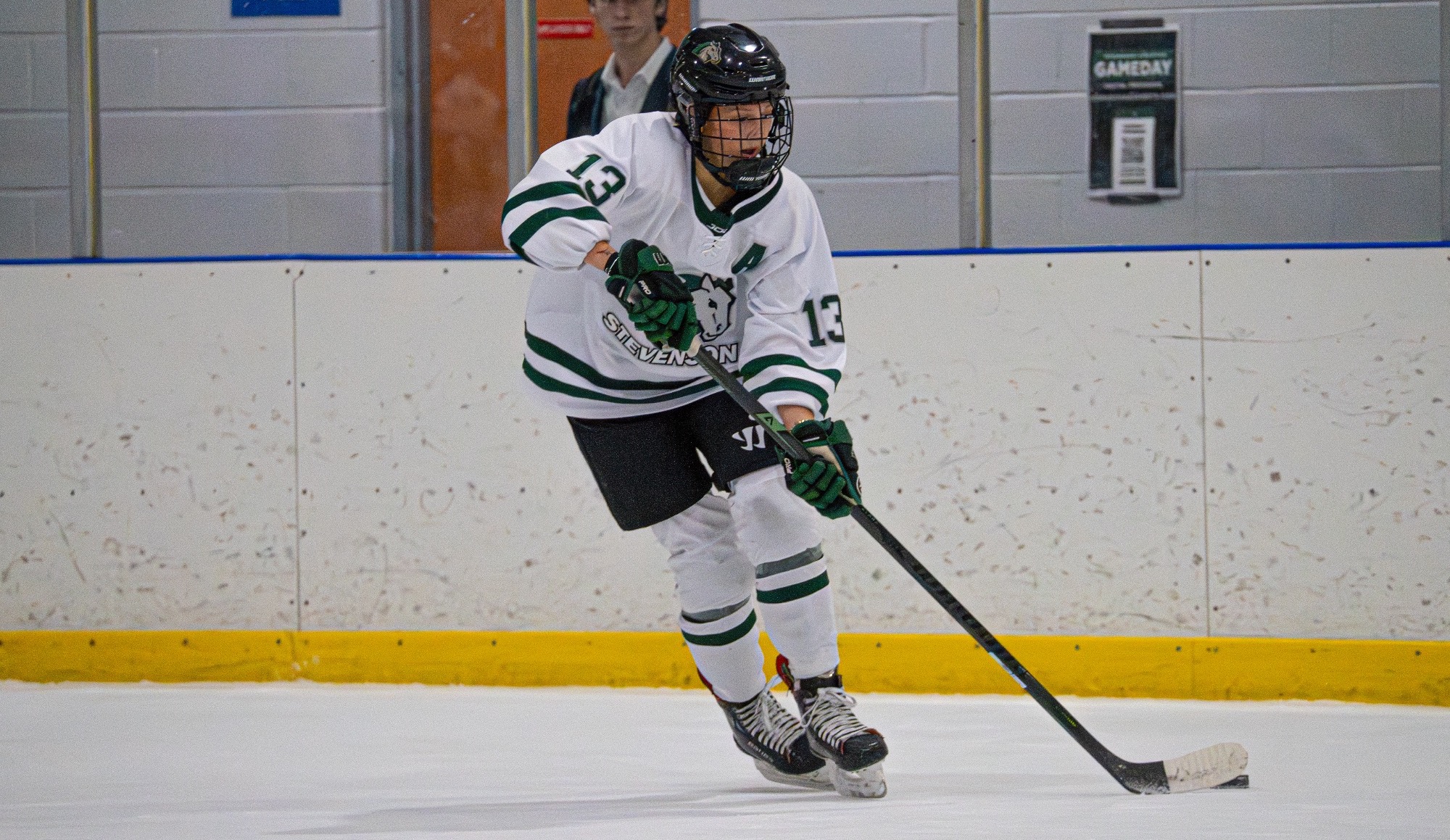 Smith taking the puck down ice