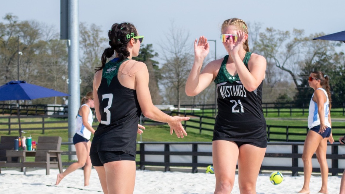 Beach Volleyball post point celebration