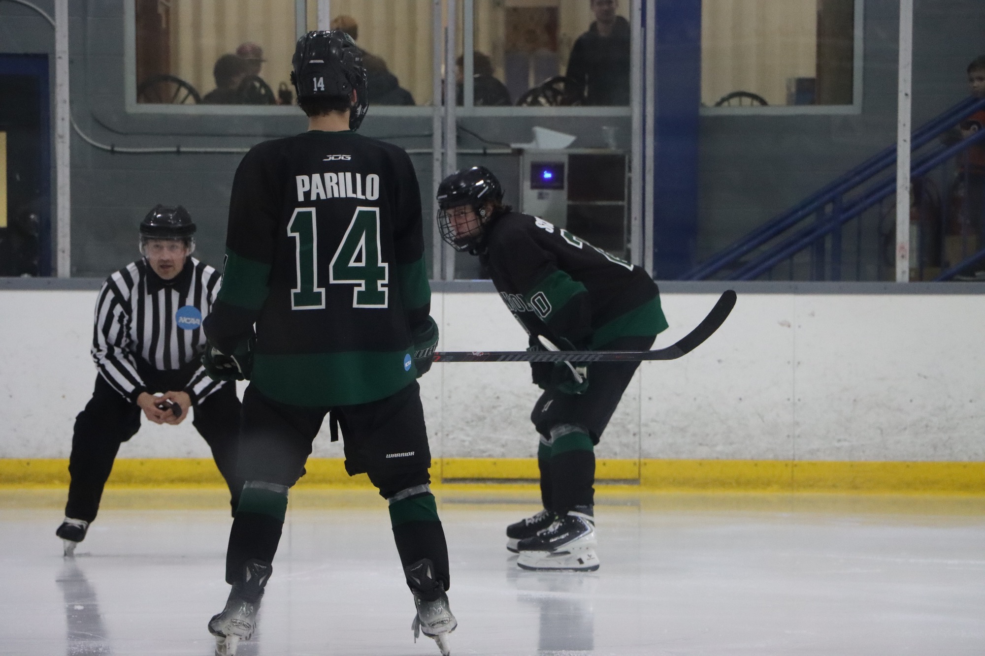 K. Schnieder looking to take the face-off