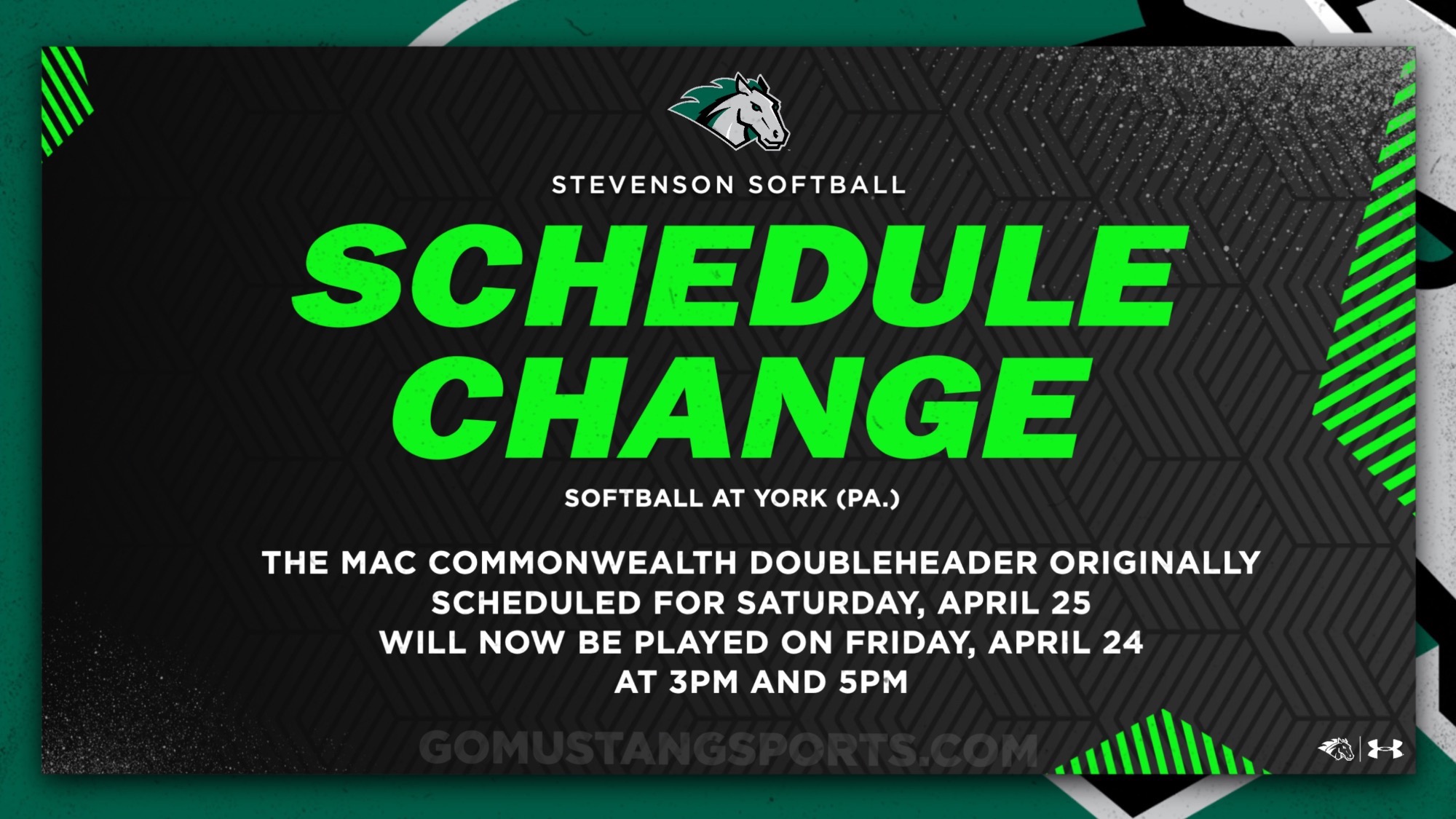 Schedule Change Graphic for York (Pa.) Softball Doubleheader