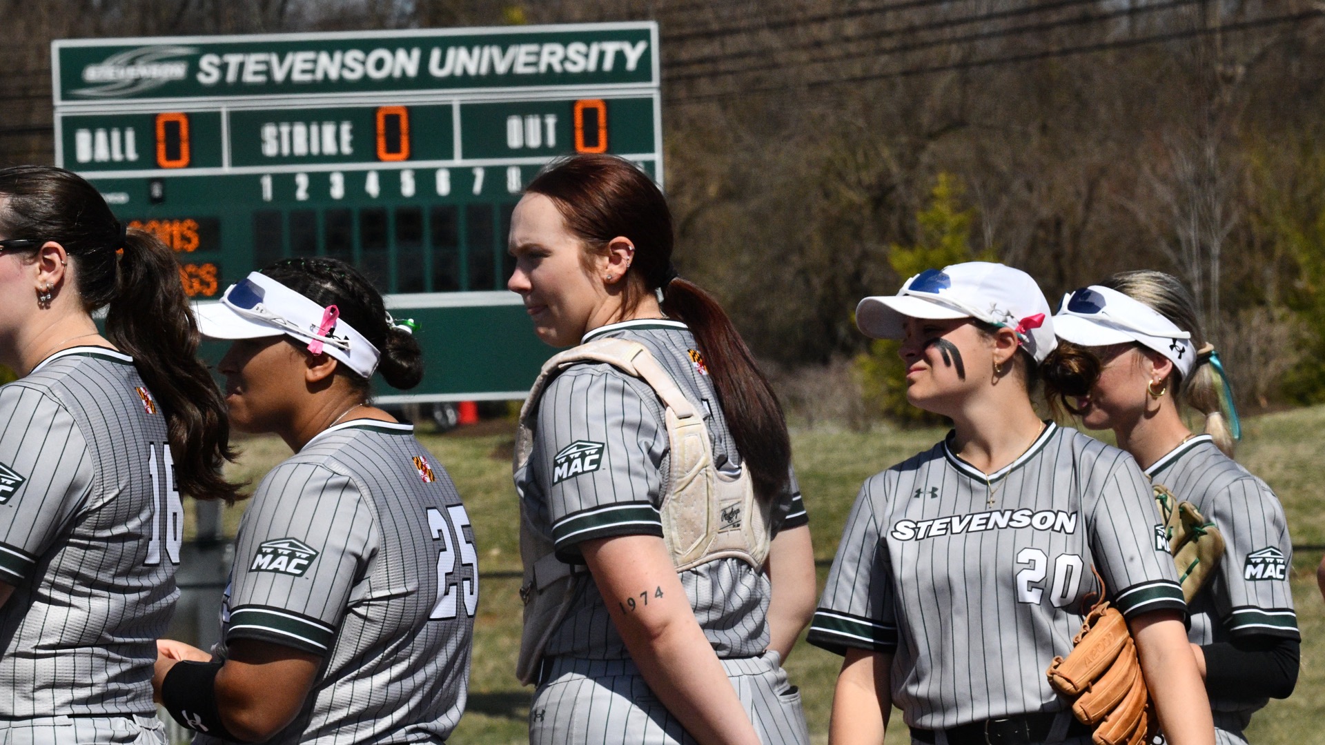 Players lined up for the National Anthem