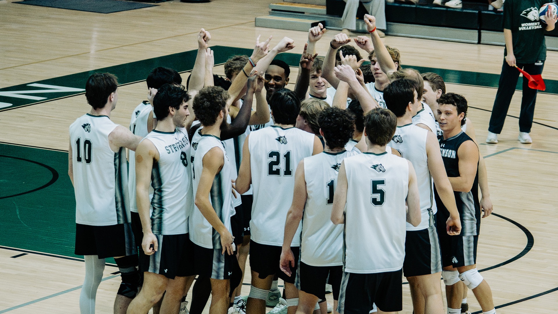 Men's Volleyball Pre-game team huddle