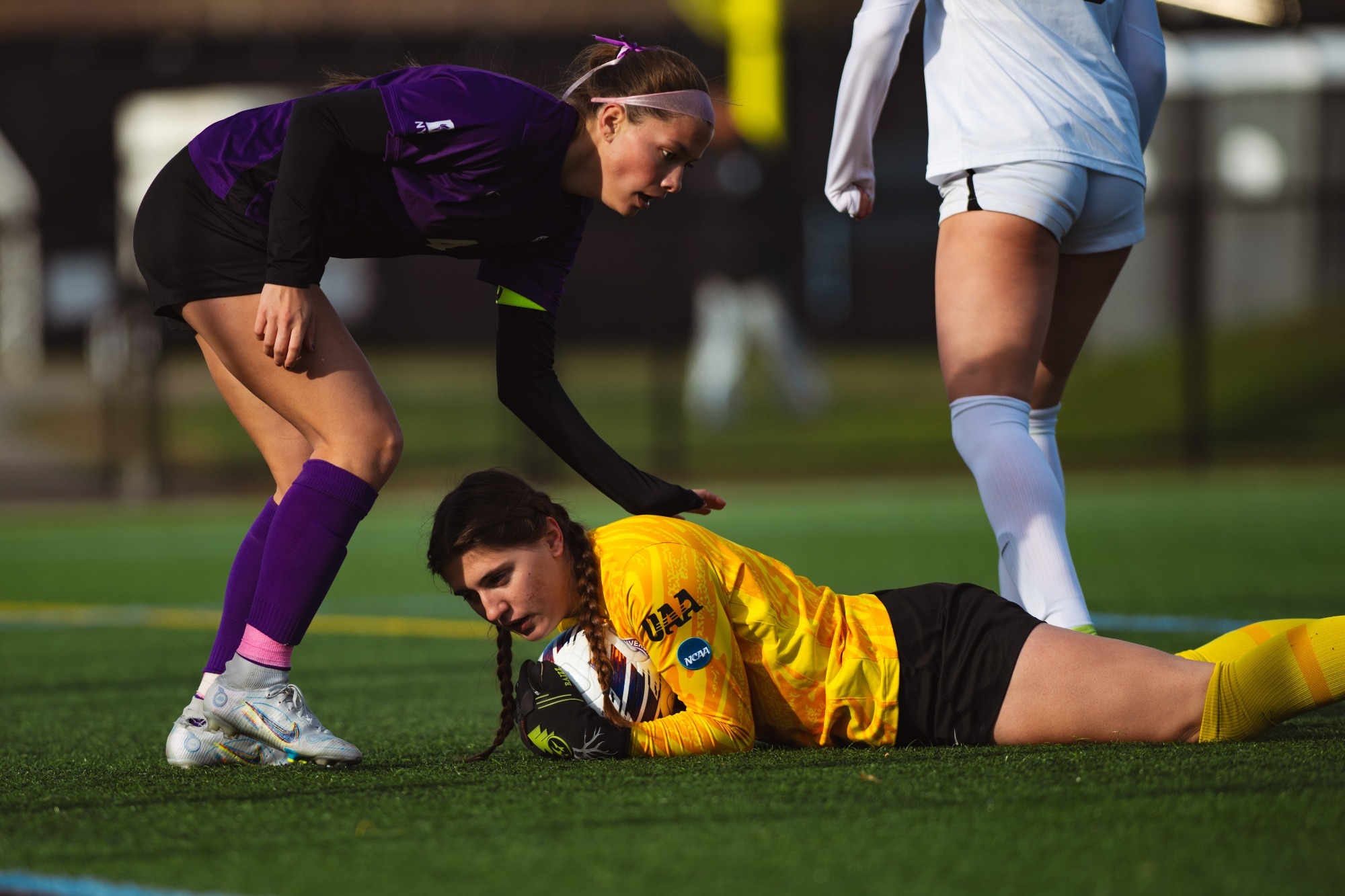 Maddy Tohanczyn secures the ball after a save in the first round of the NCAA Tournament