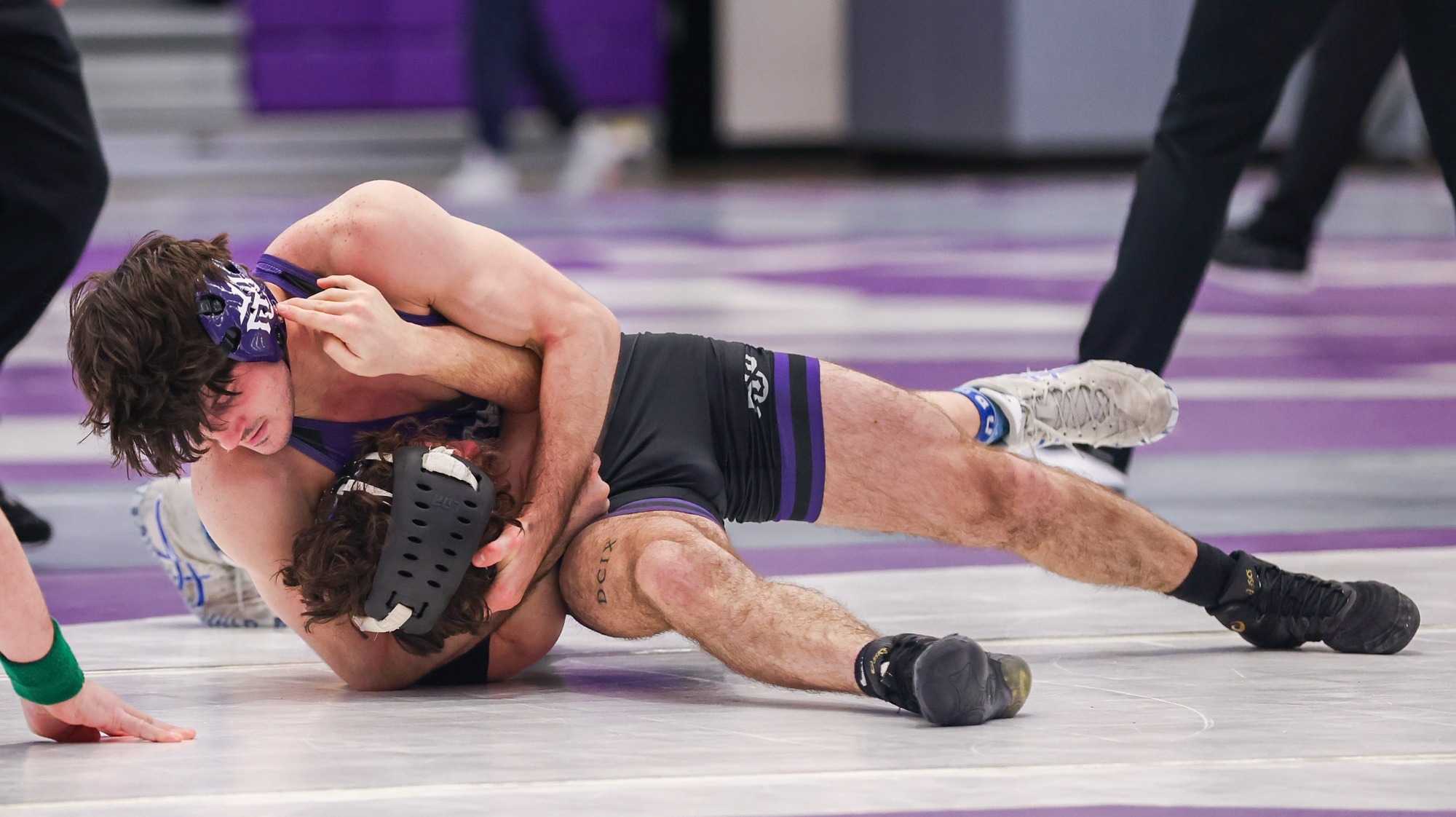 Jacob Venezia scores a pin vs. Johns Hopkins