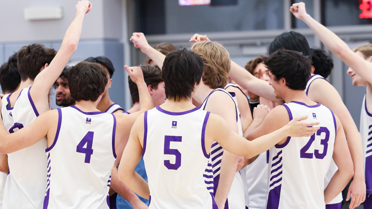 Men's Volleyball celebrates win over Rutgers-Newark