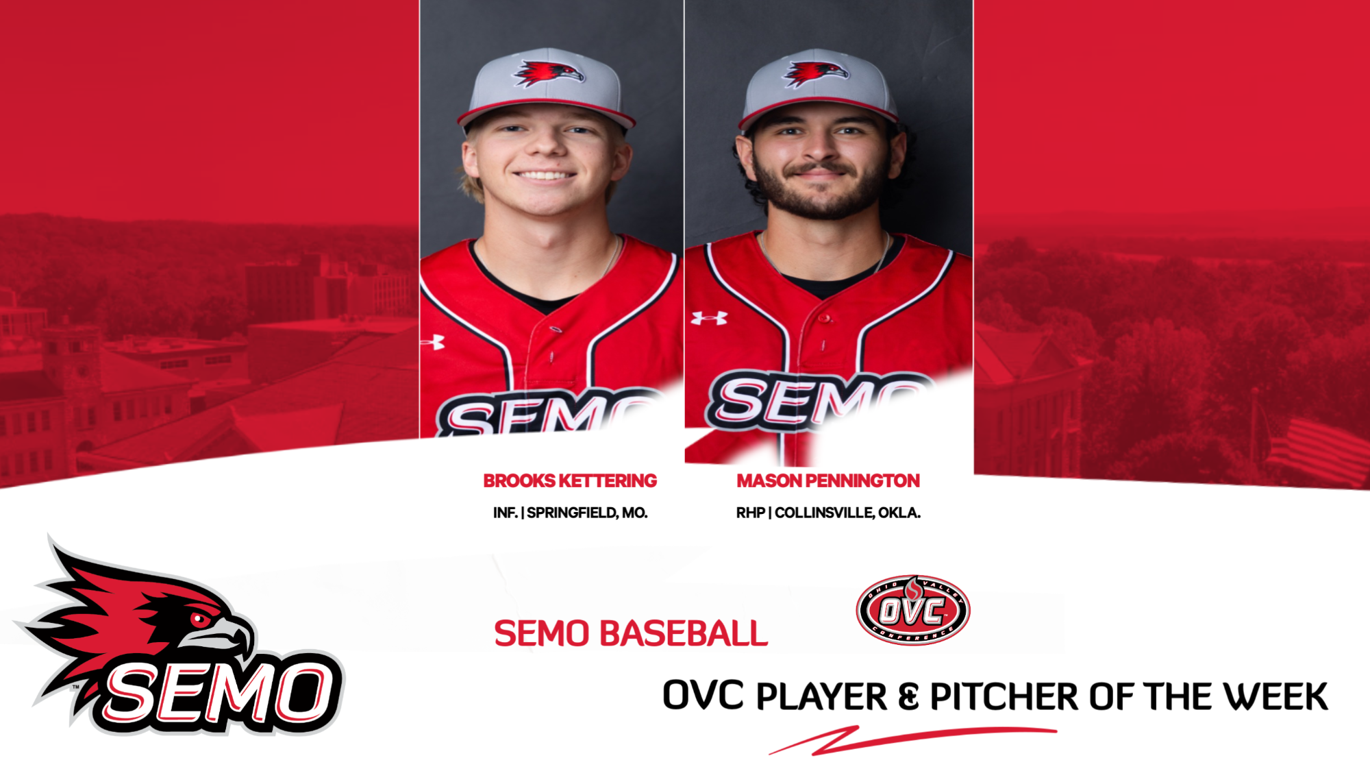 SEMO Baseball wins POW awards from OVC