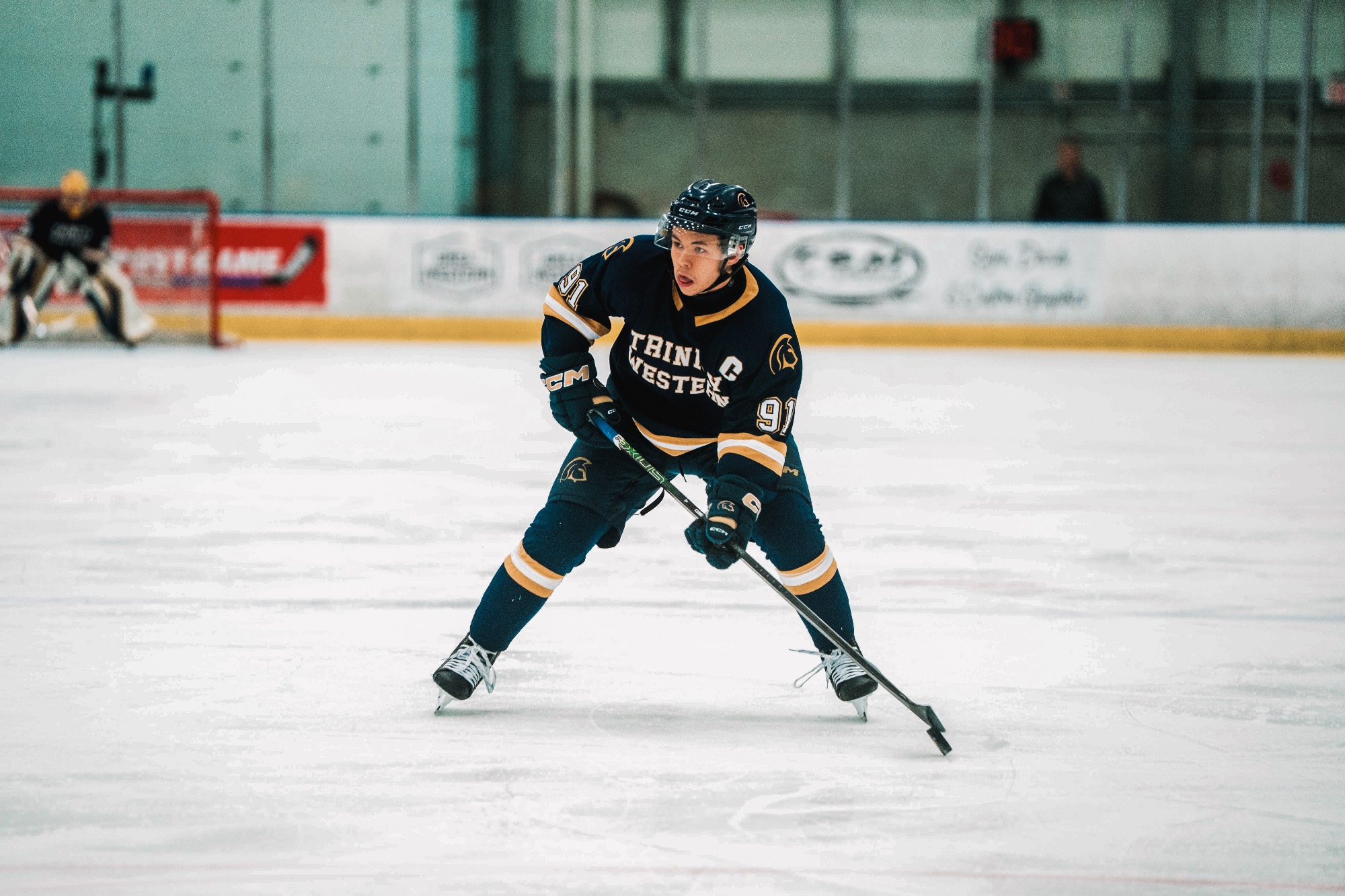 University of Regina Cougars Men's Hockey vs University of Trinity Western Spartans at The Co-operators Centre on Feb 14, 2026.Featured in this photo: OpponentPhotographed by: Calvin Hui/calvinshoots.arw for reginacougars.com