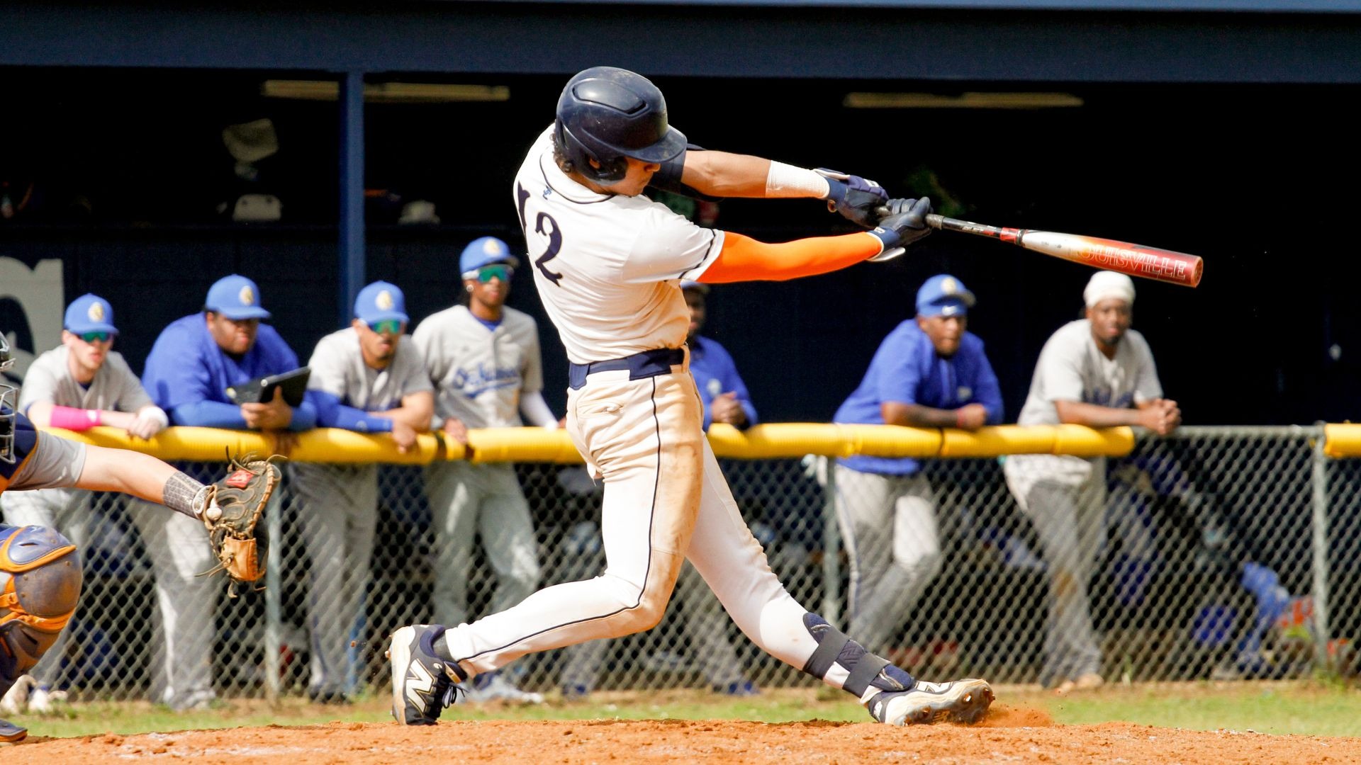 Robert Gage takes a hard swing