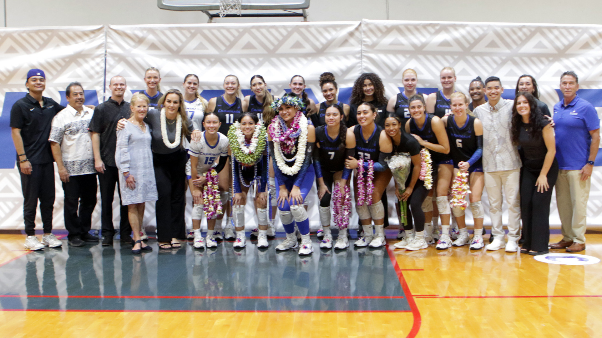 WVB team on Senior Night vs. Menlo