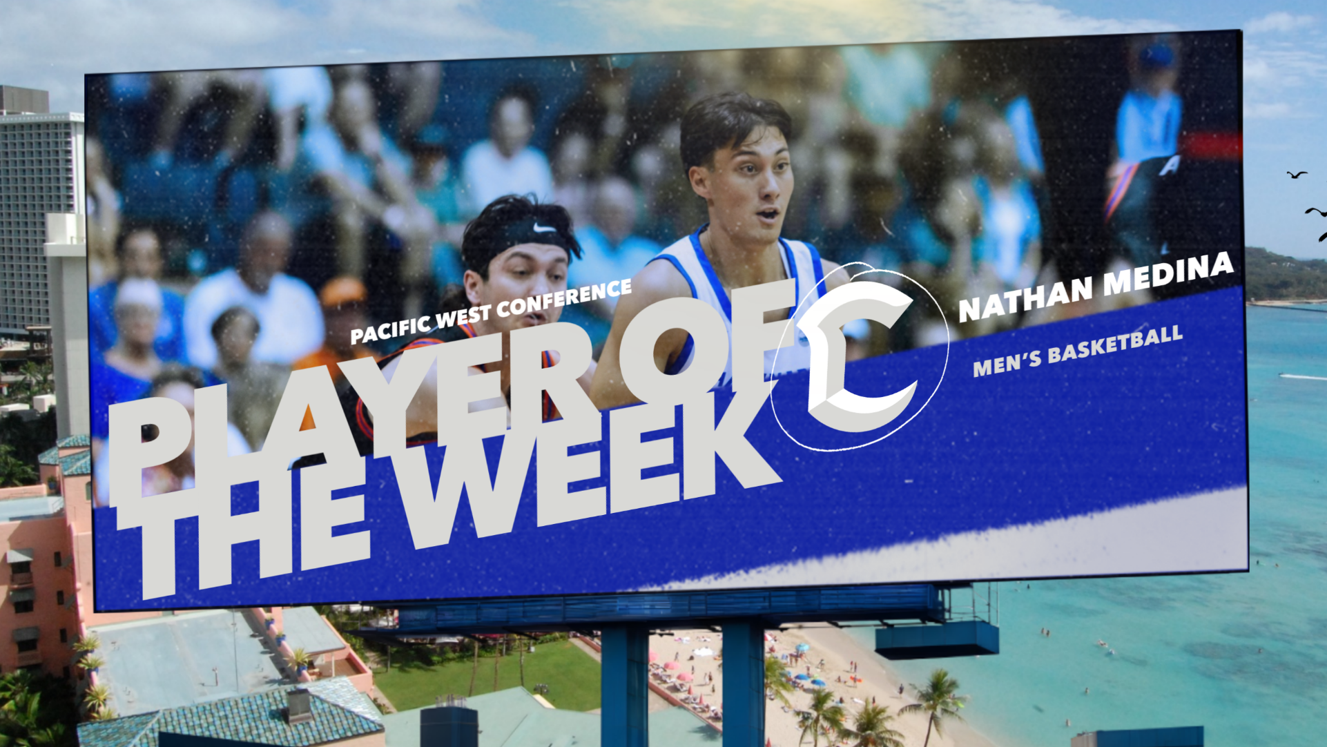 Nathan Medina PacWest Player of the Week graphic