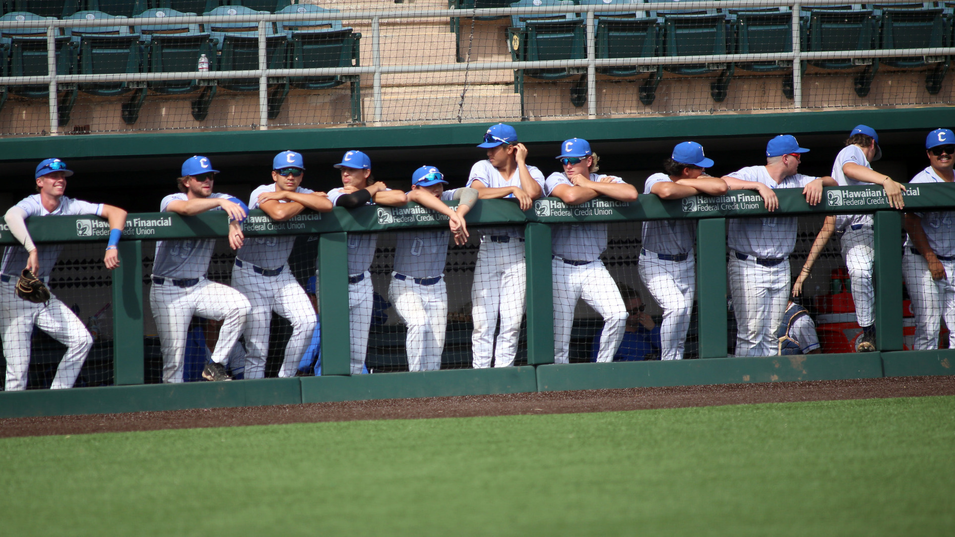 Team dugout vs. Biola