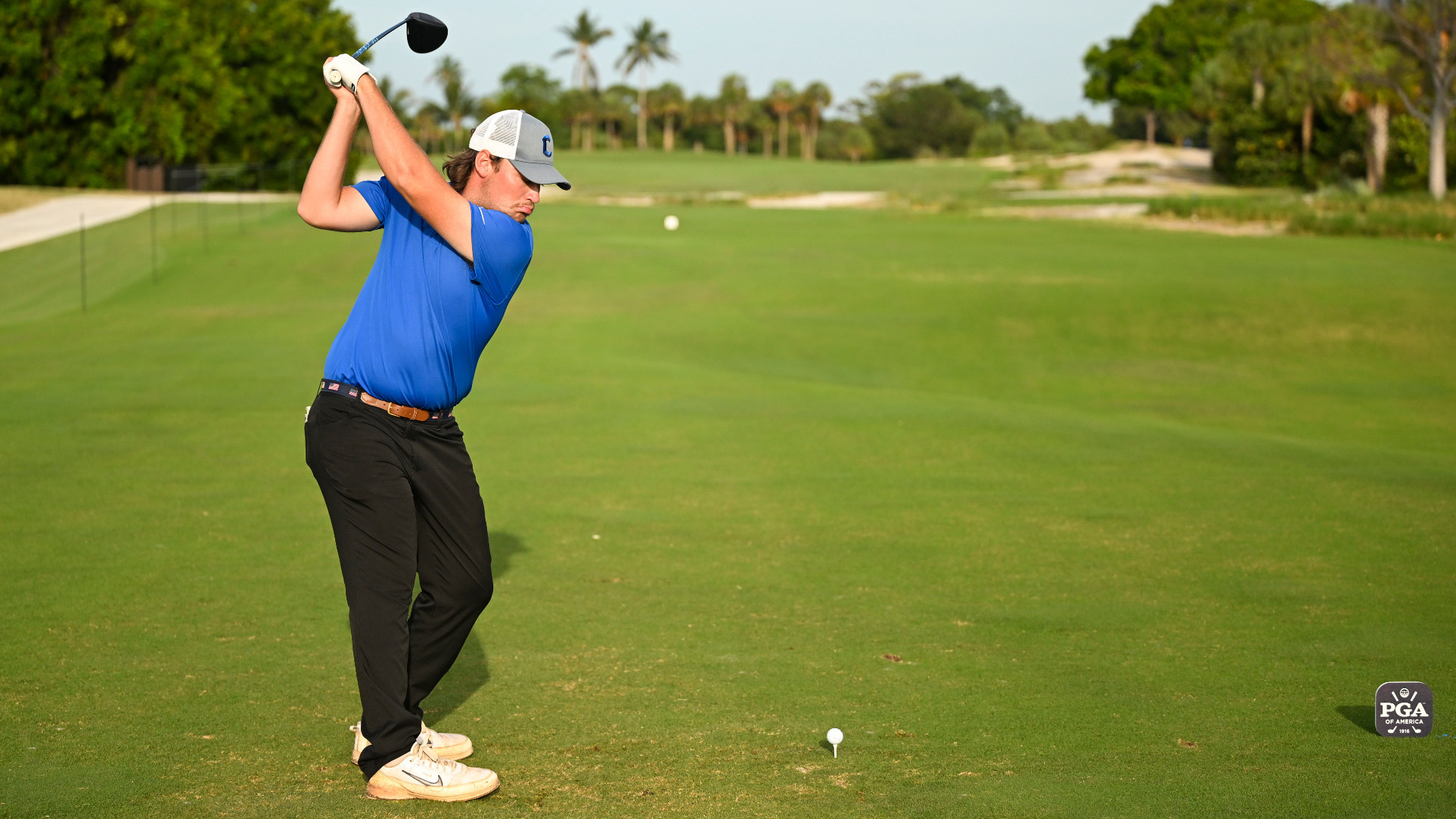 WEST PALM BEACH, FL - MAY 06: Tanner Capik of Chaminade University of Honolulu hits his tee shot on the 10th hole during the final round of the PGA WORKS Collegiate Championship at The Park on Wednesday, May 6, 2026 in West Palm Beach, Florida. (Photo by Ryan Lochhead/PGA of America)