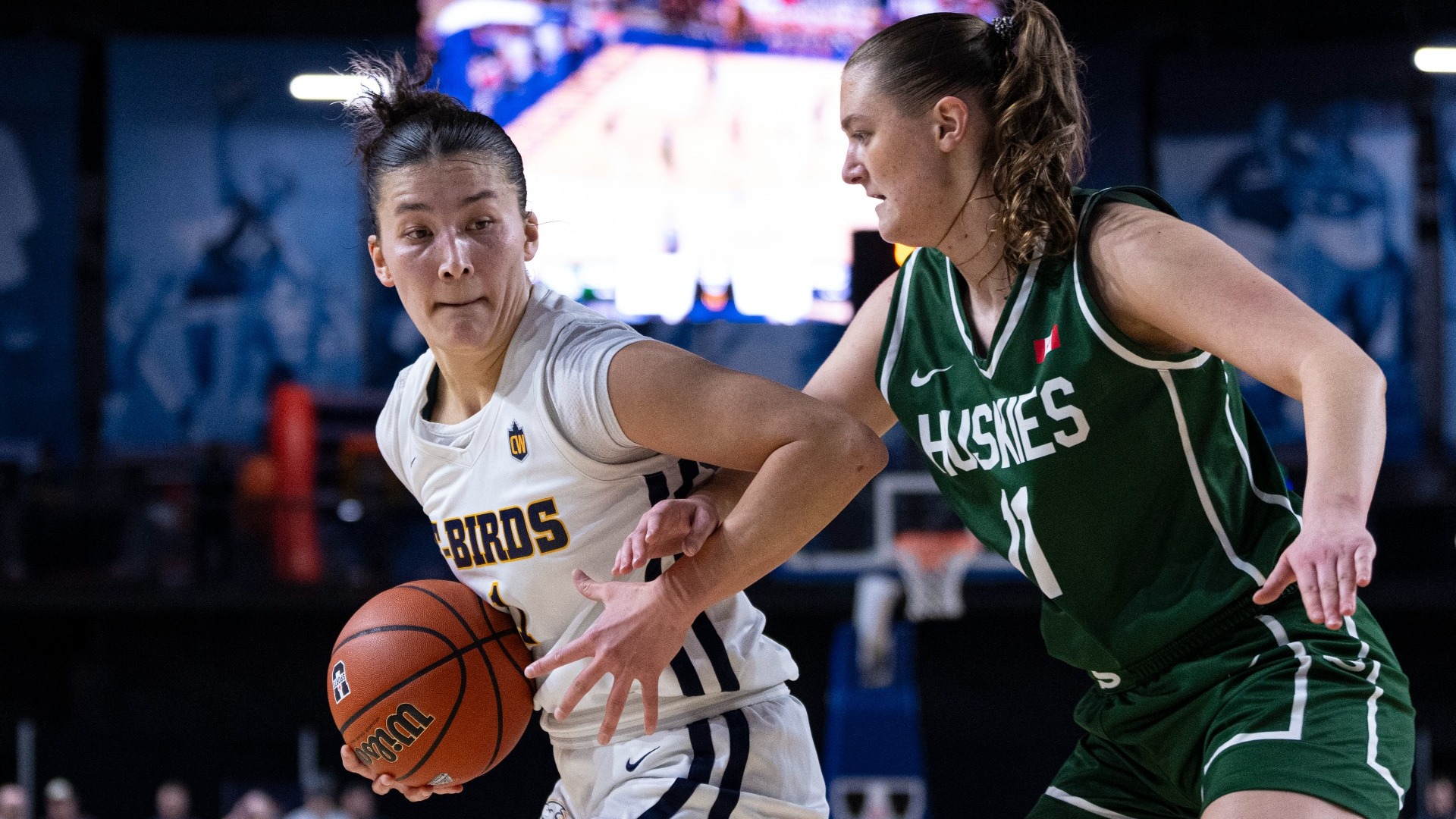 VANCOUVER,BC:MARCH 15, 2025 --  University of Saskatchewan versus UBC during the semi finals of the Final 8 U Sports Women’s Basketball Championships in Vancouver, BC, March, 15, 2025. (Rich Lam/UBC Athletics Photo)