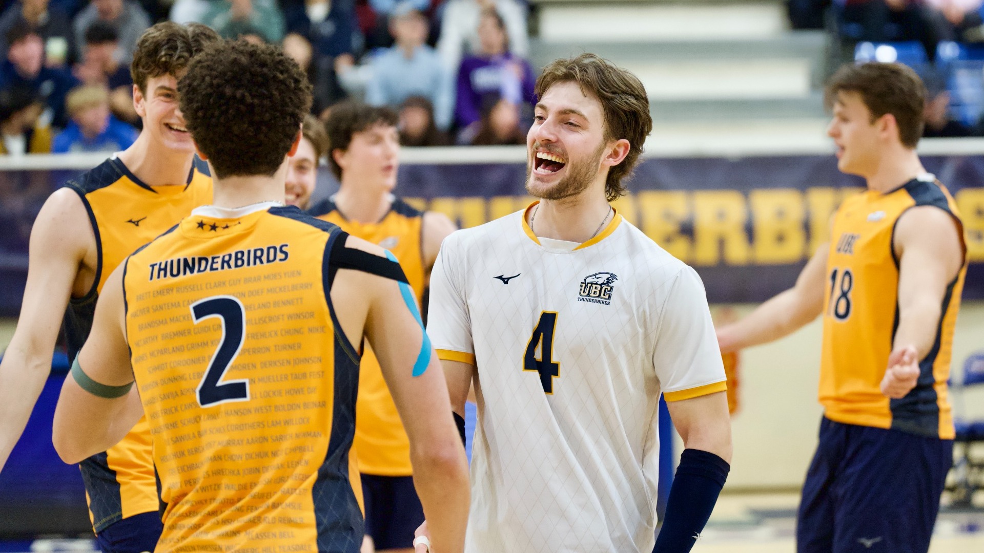 Logan Greves looks very happy as he walks towards a teammate after a point