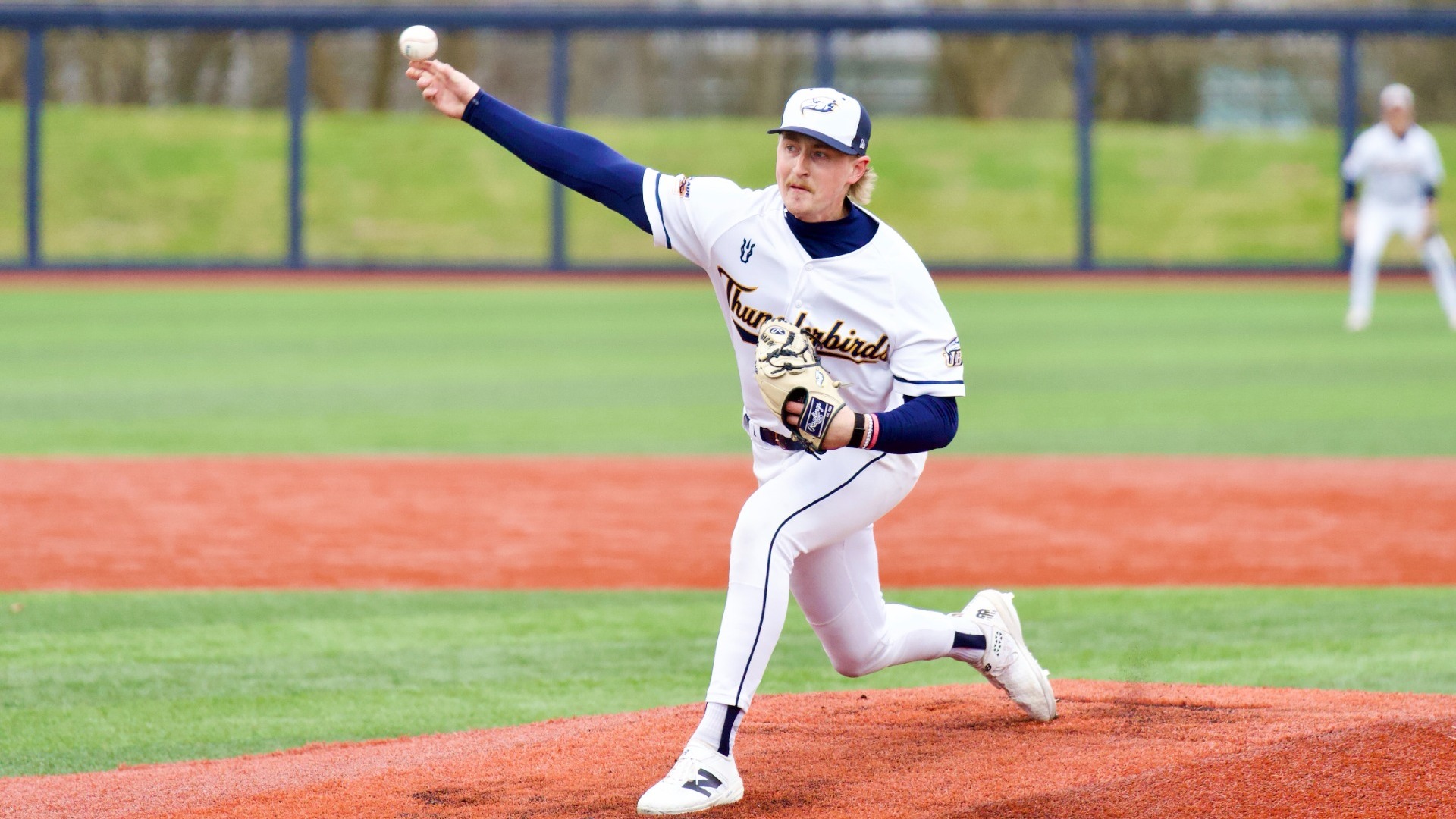 Myles Chamberlain releases the ball on a pitch