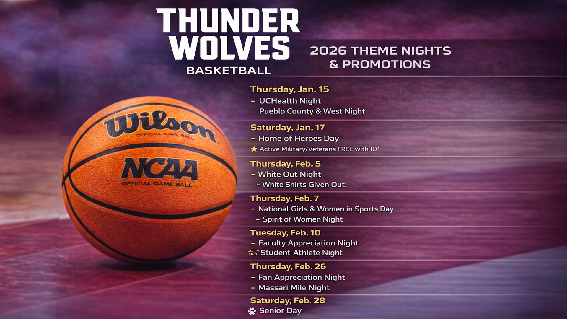 Pack Basketball Theme Nights