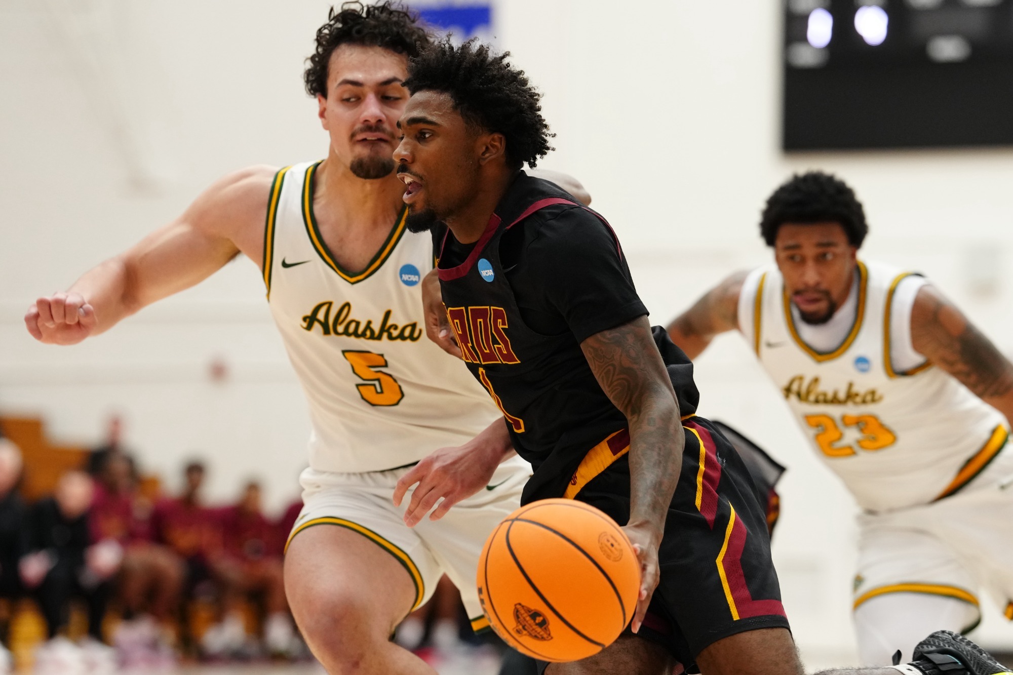 March 13, 2026; Hayward, California, USA; Anchorage Alaska Seawolves vs. the Cal State Dominguez Hills Toros in the 2026 NCAA DII Men?s Basketball West Regional Tournament quarterfinal round at Pioneer Gymnasium.  Mandatory credit: Catharyn Hayne/KLC fotos
