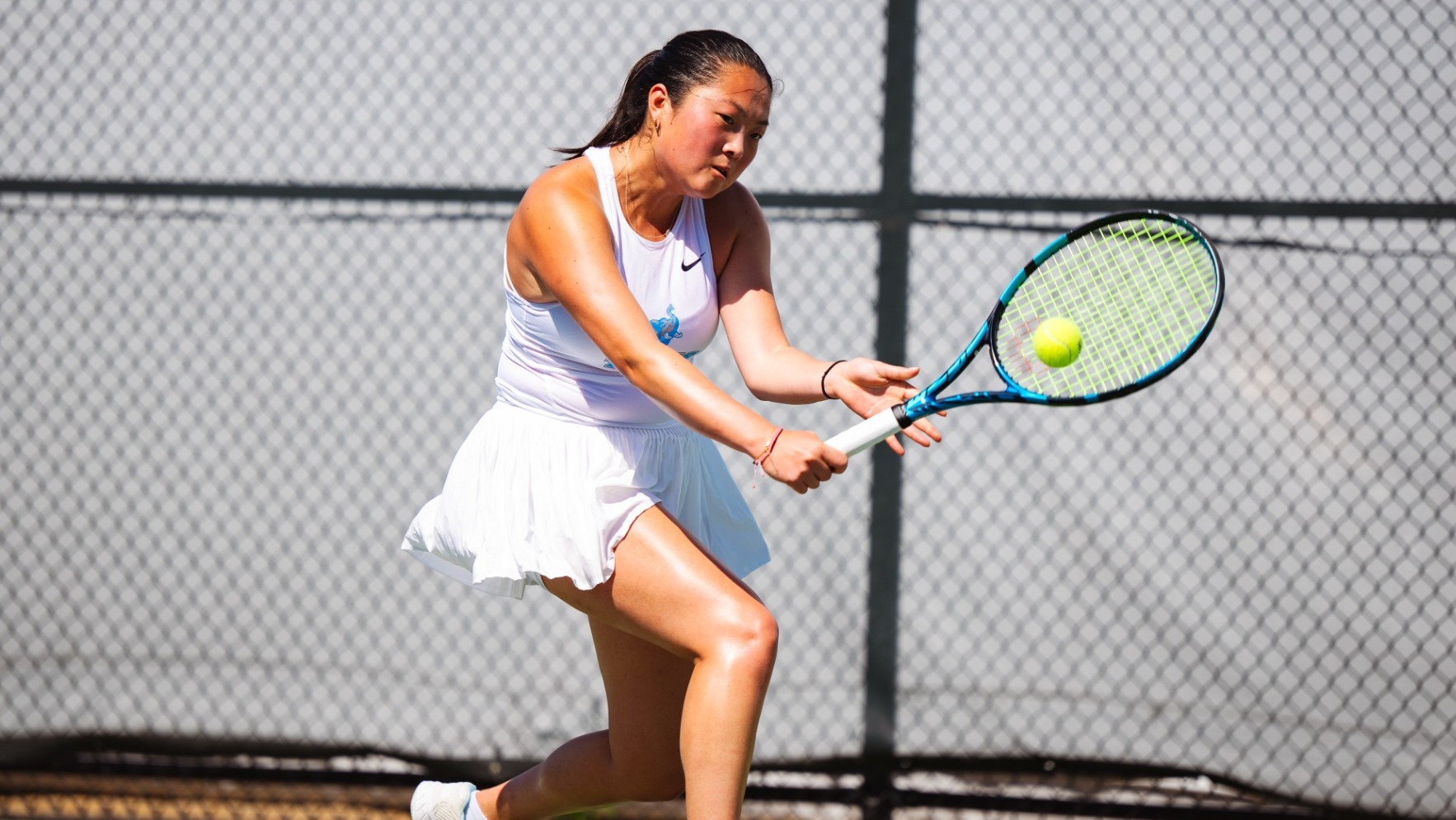 Natalie Hu Hits Backhand At MIT Invitational