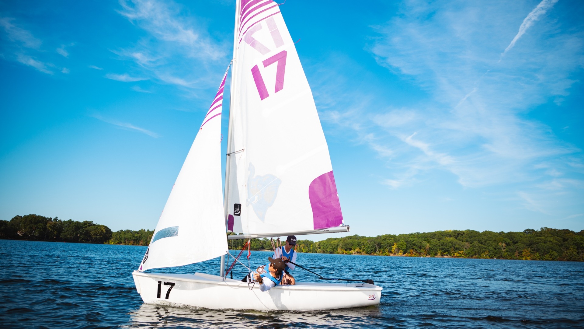 Skipper Pearse Dowd and crew Sean Beaver work together in practice.