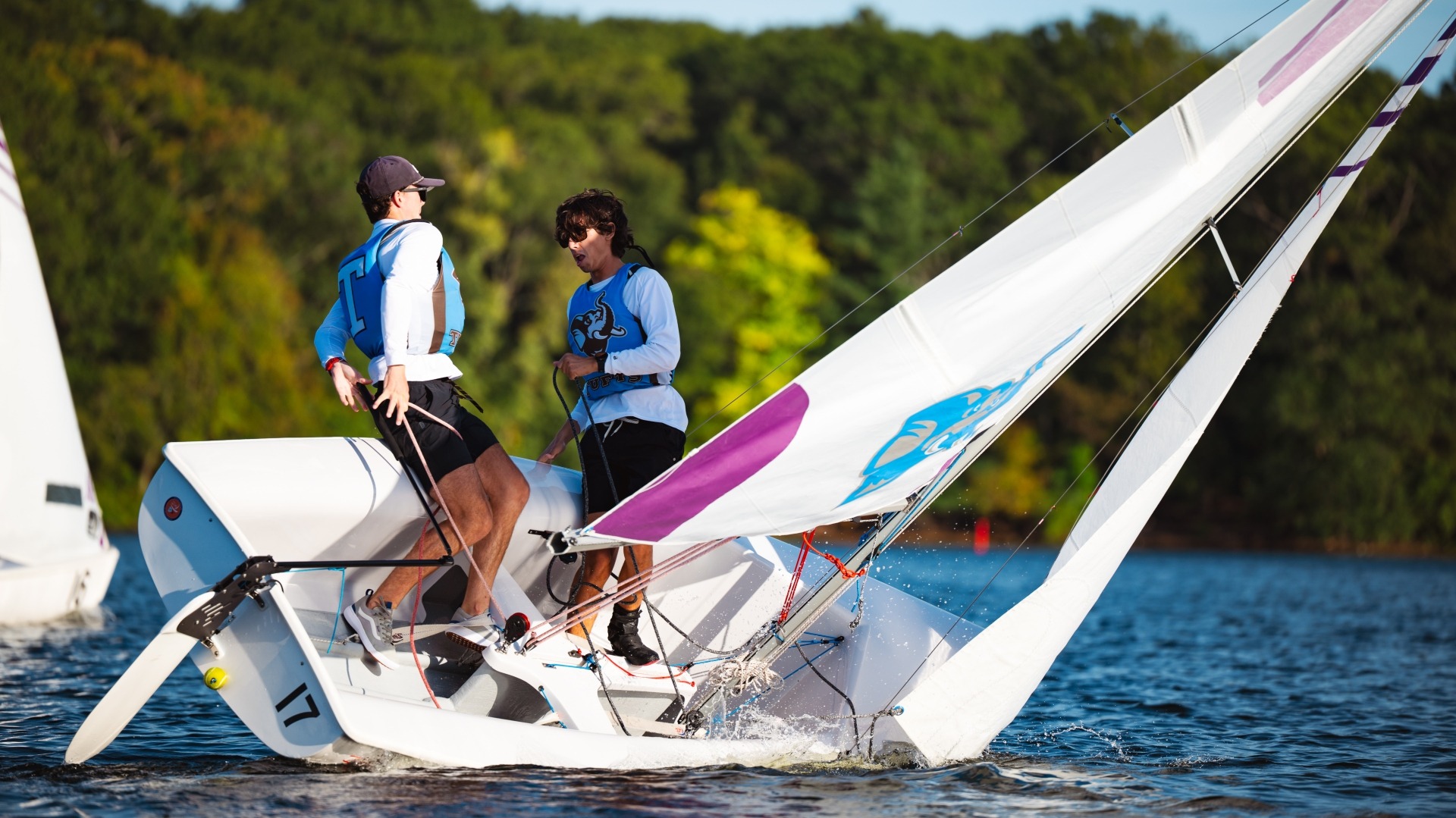 Pearse Down and Sean Beaver work together at practice on Upper Mystic Lake.