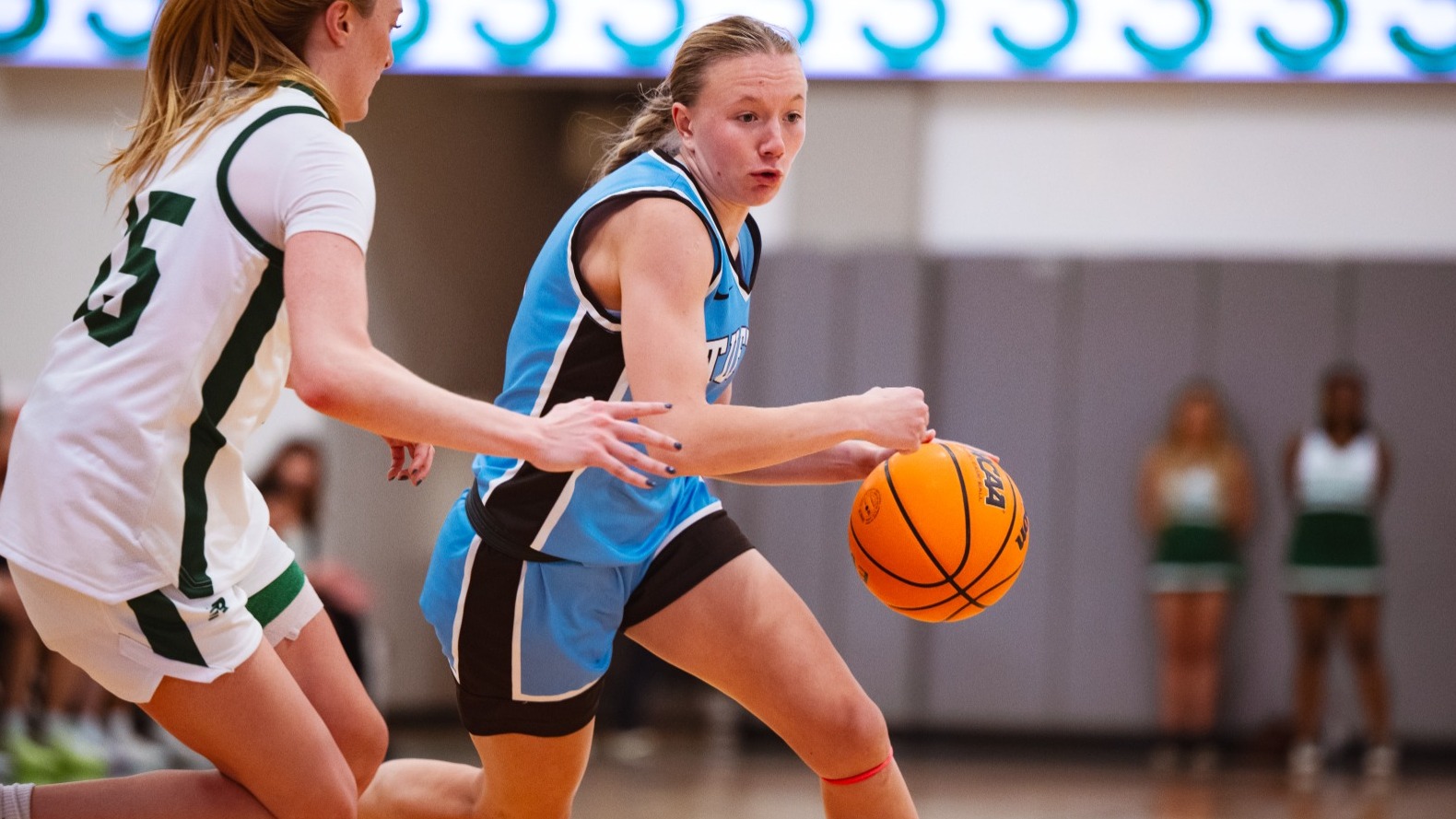 Stella Galanes Drives Against Babson College
