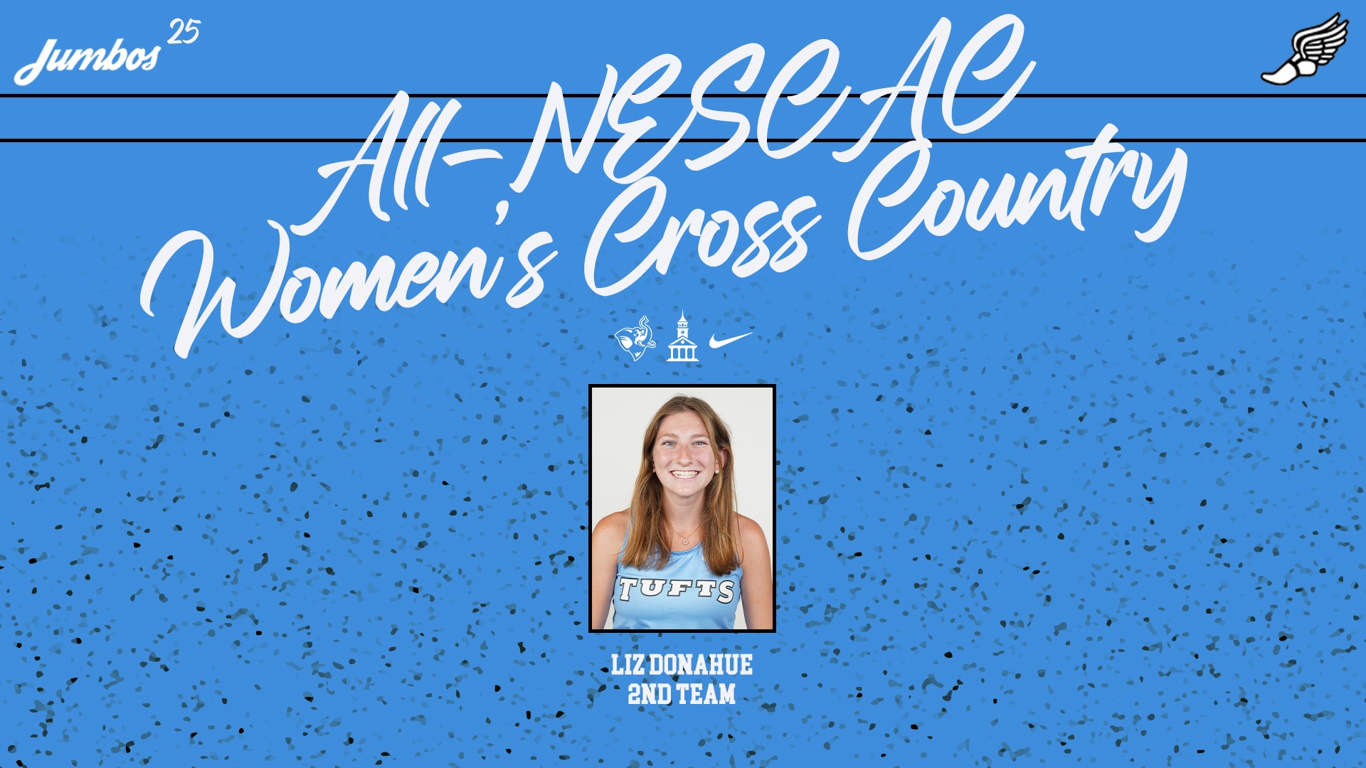This is the graphic for Tufts' Liz Donahue earning NESCAC All-Conference honors.