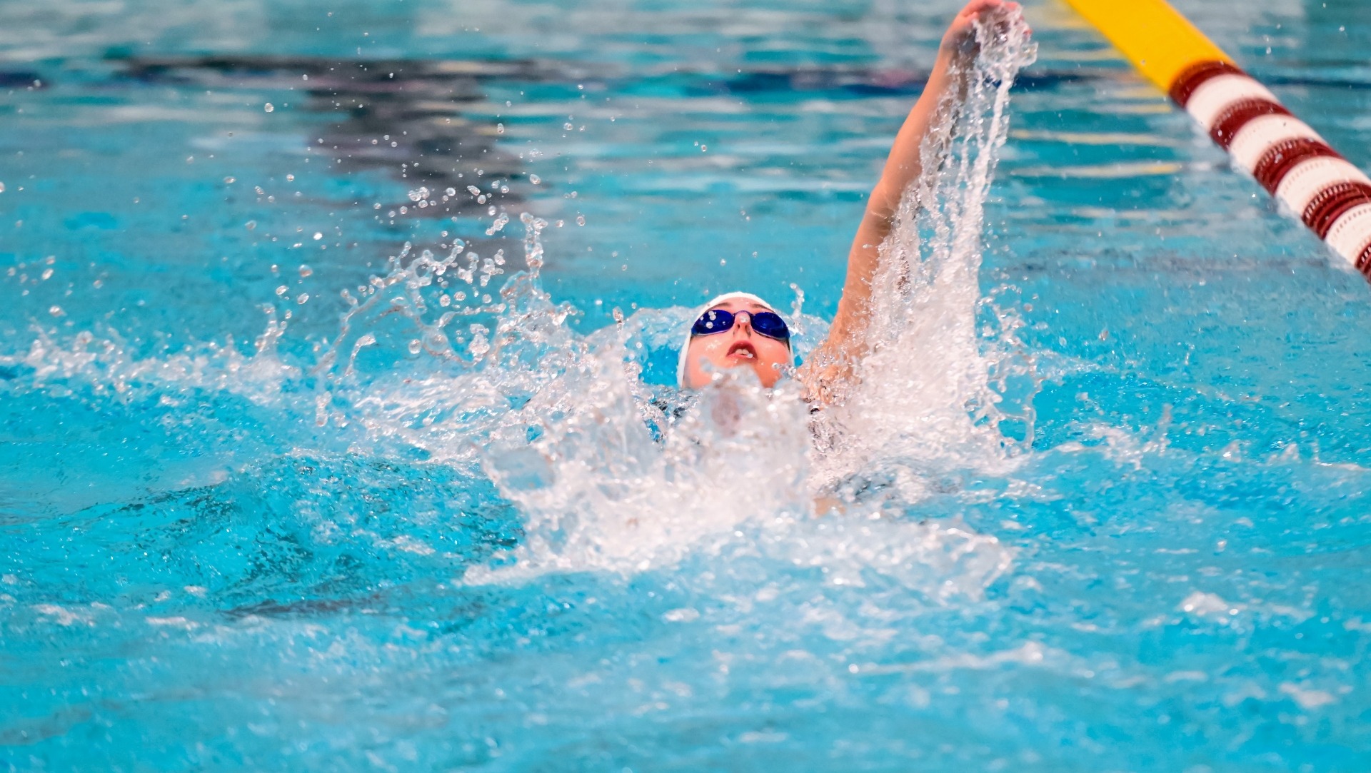 Madison Hagberg swims the backstroke for the Jumbos.