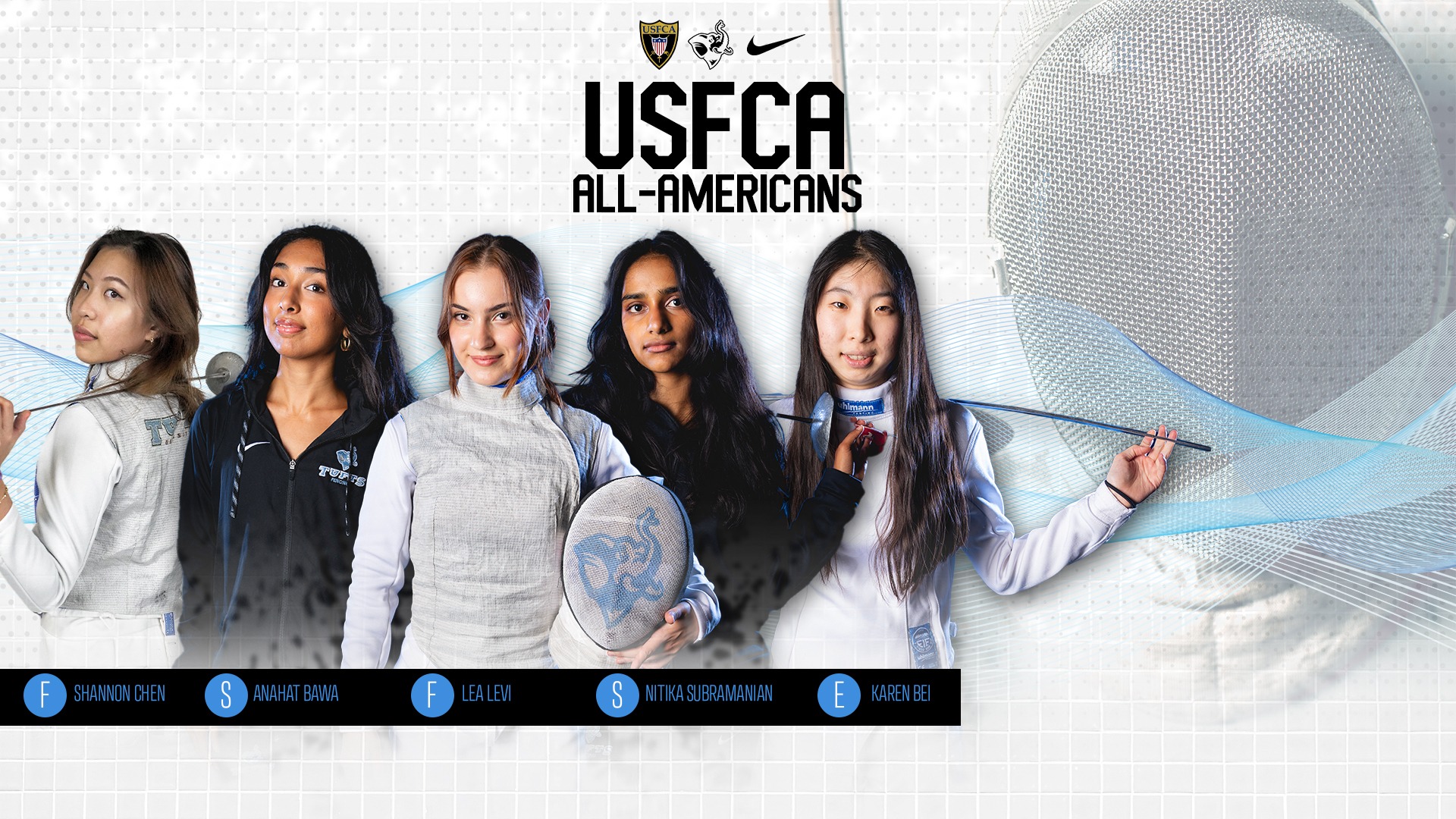 This is the graphic for the USFCA All-American awards in women's fencing