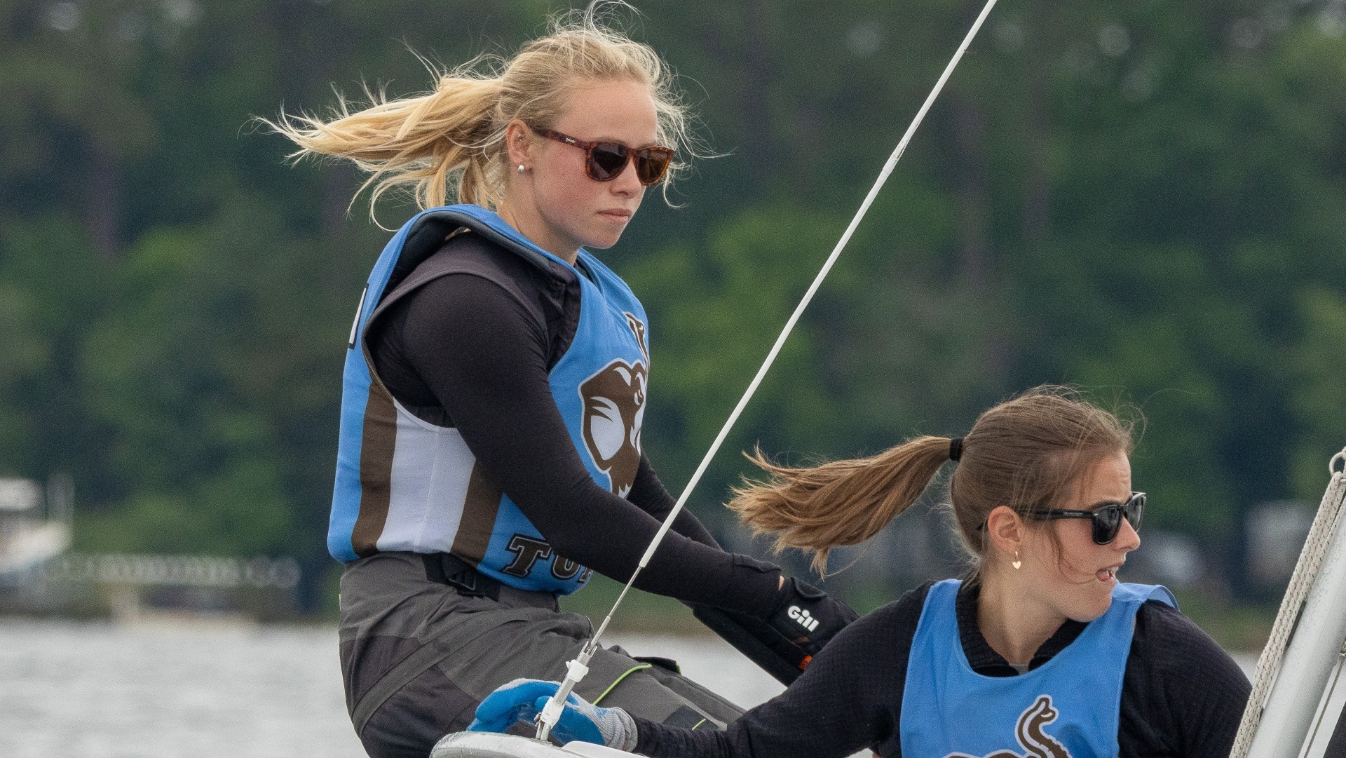 Sophia Hubbard and Lilly Ladd compete in the ICSA Fleet Race National Finals.