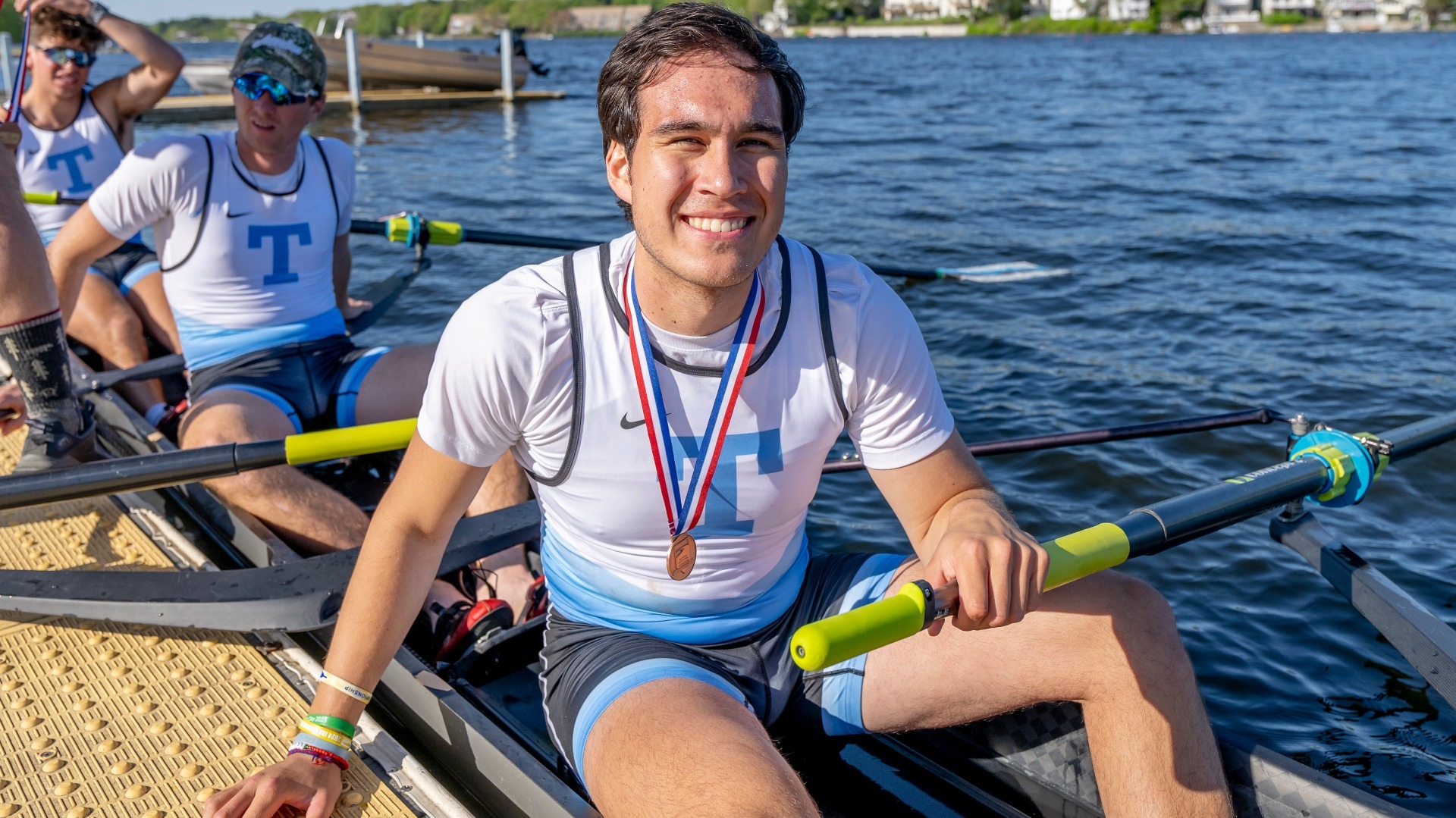 Men's Rowing senior Max Landers with his medal after the NIRC Championships.