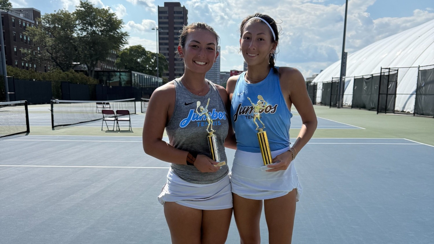 Ellie Gershaw and Melanie Woodbury Post With Trophys at MIT.