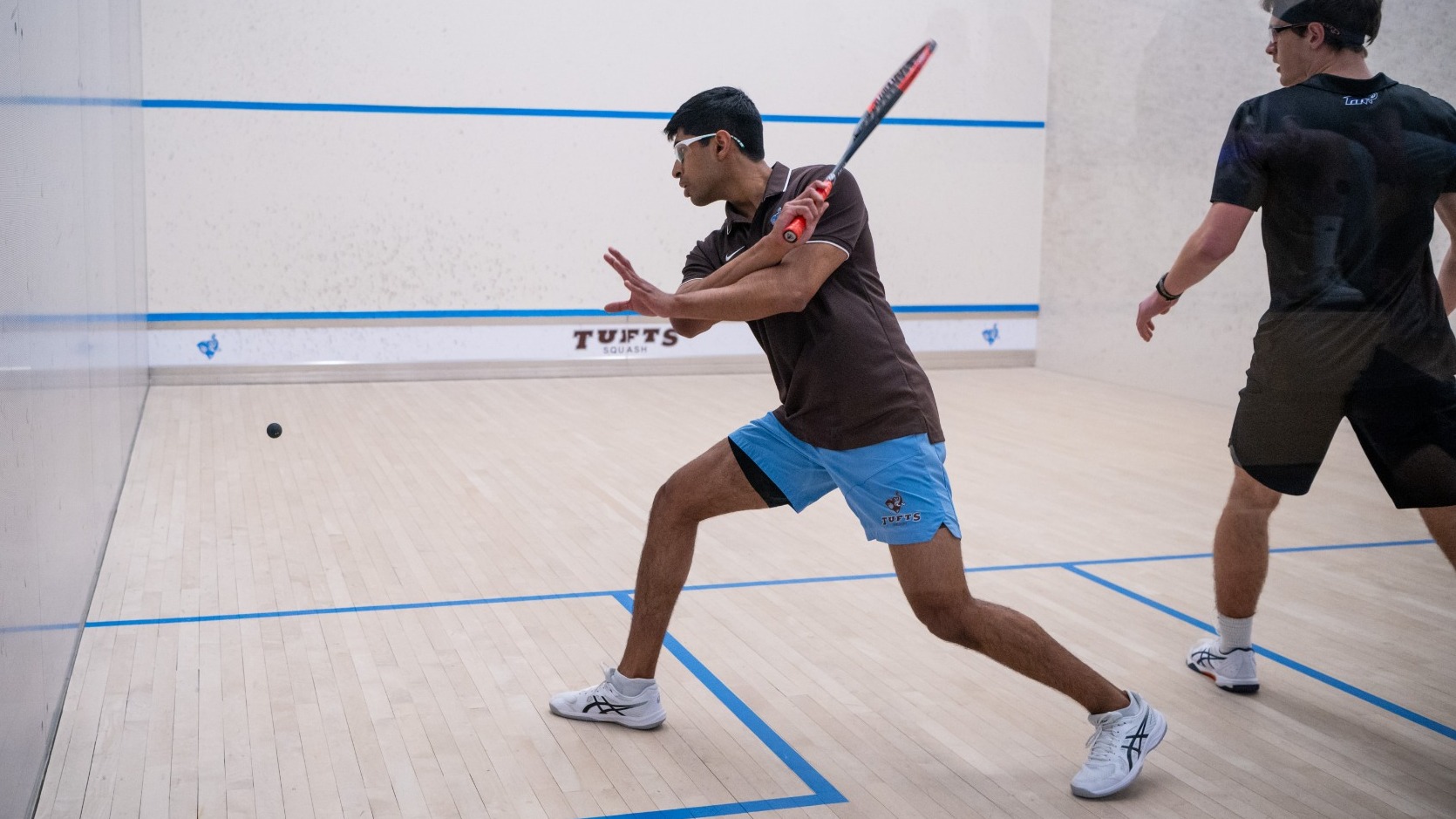 Rohan Valia Hits Shot Against Amherst College January 13.