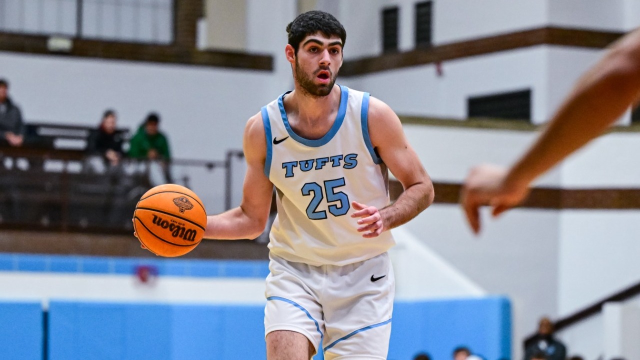 Joshua Bernstein Dribbles Against Clark University.