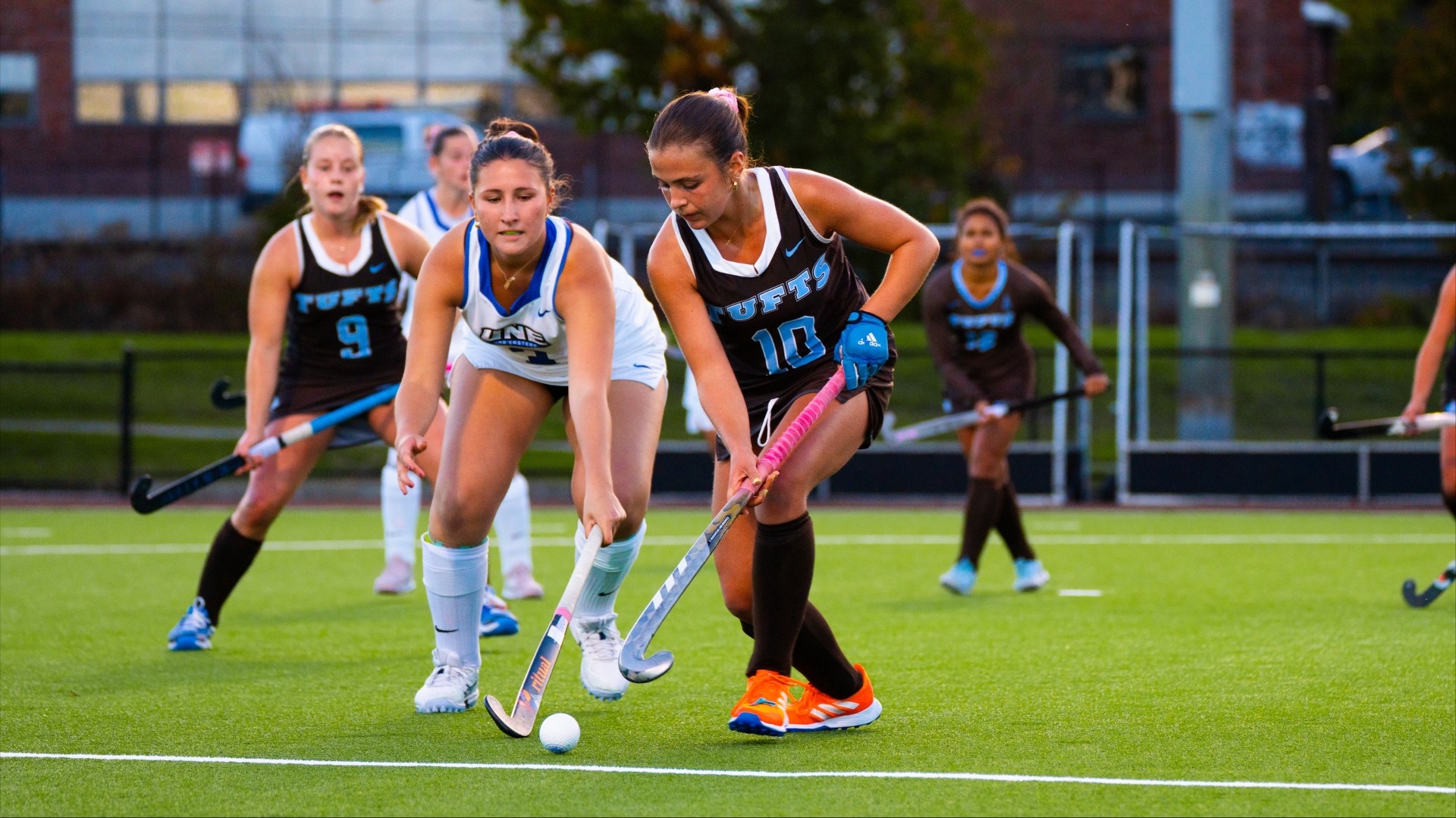 Riley Pearson battles for the ball in the game against UNE.