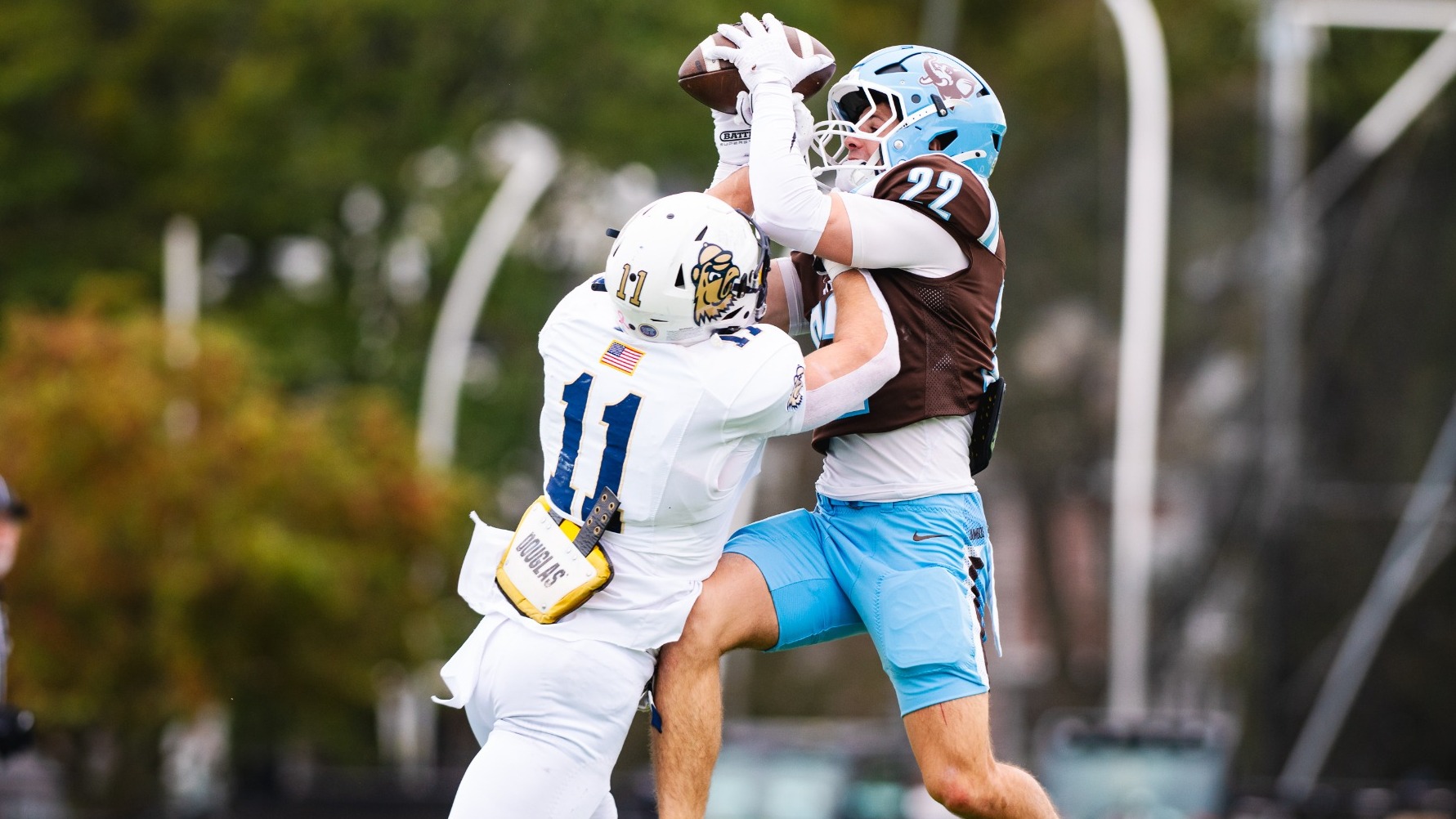 Cameron Pineda Intercepts Pass Against Trinity College OCtober 17.