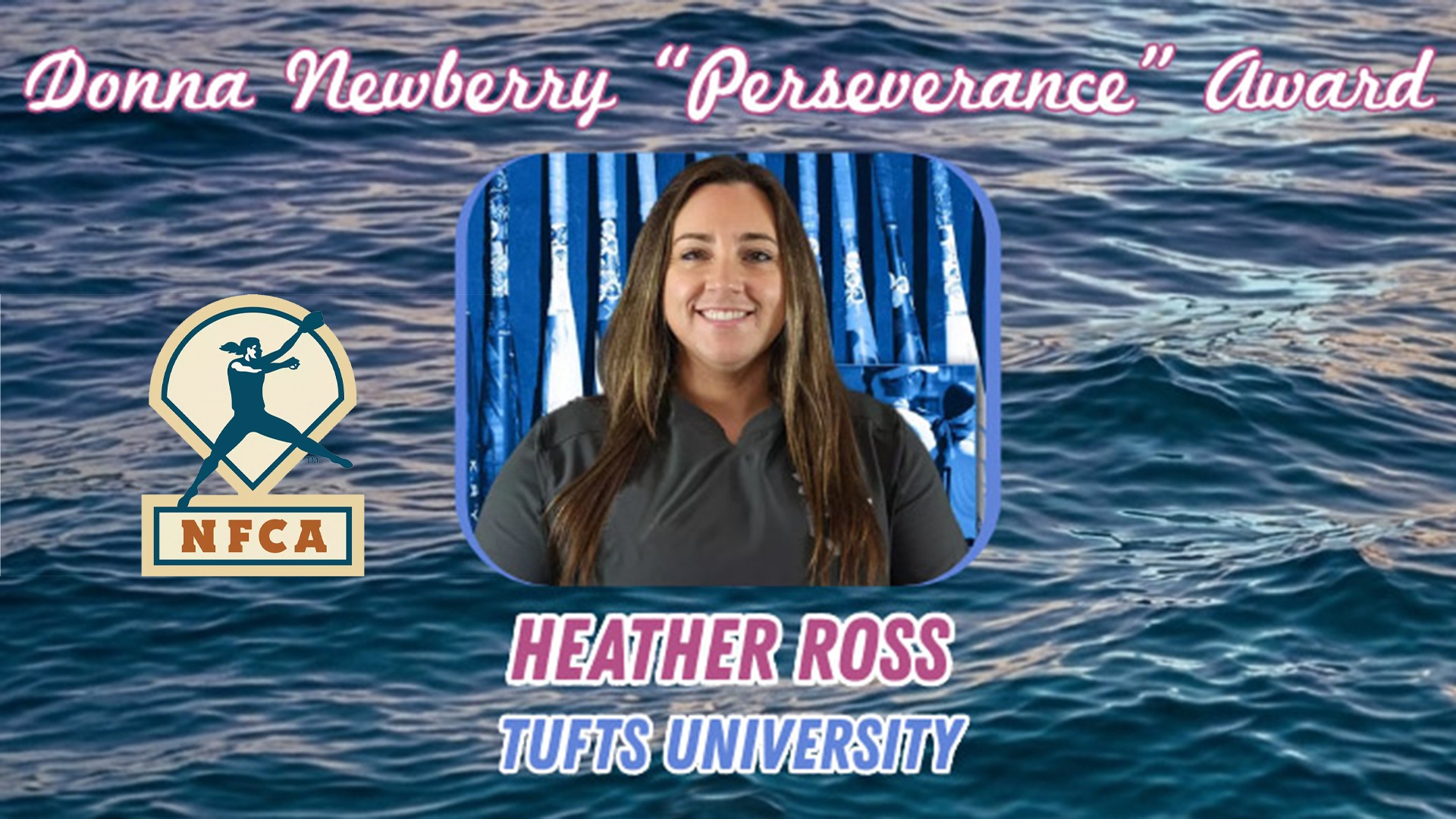 This is the graphic for Coach Ross receiving the NFCA's Newberry Award.
