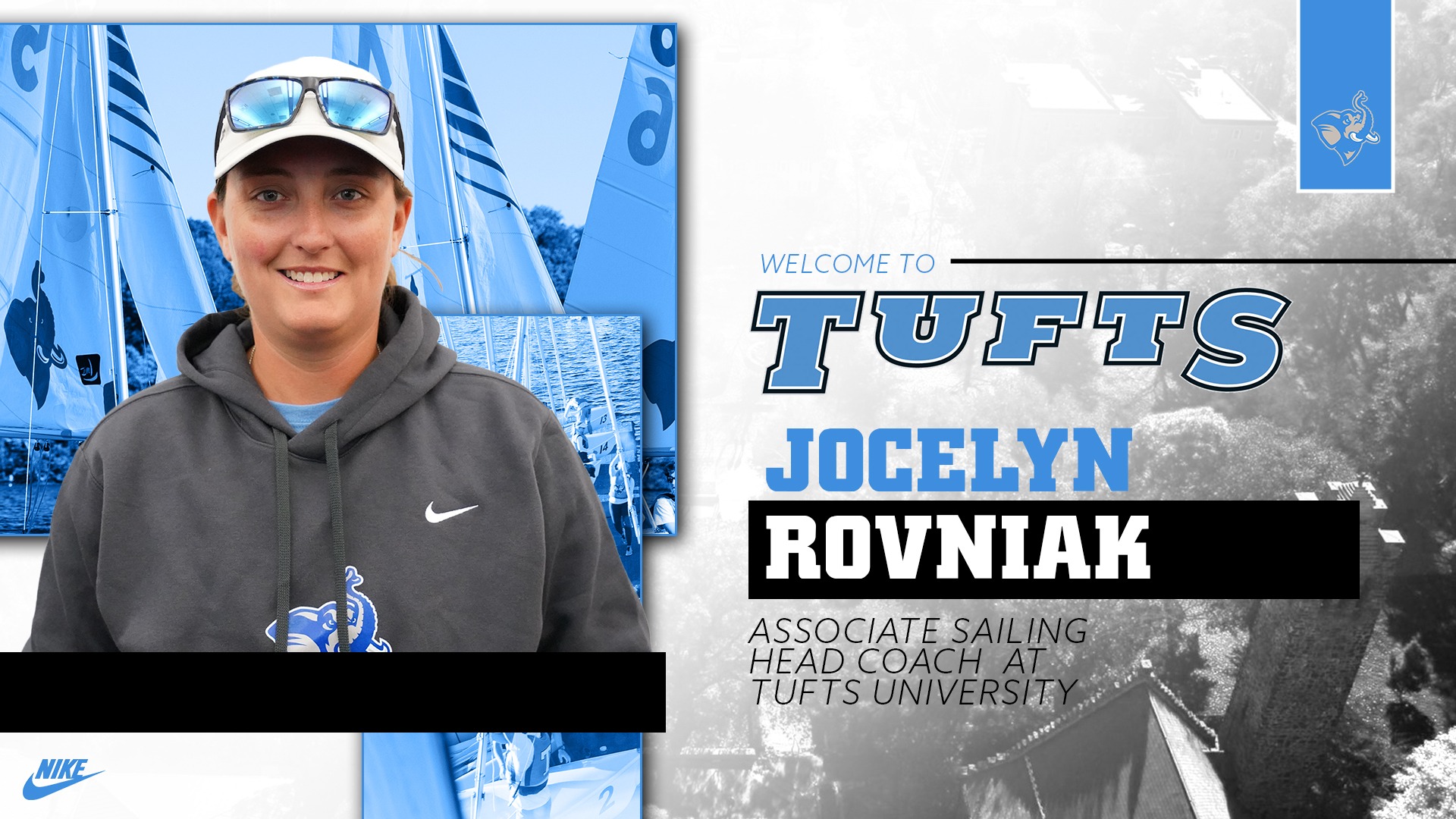 This is the graphic for Jocelyn Rovniak's hiring release at Tufts.