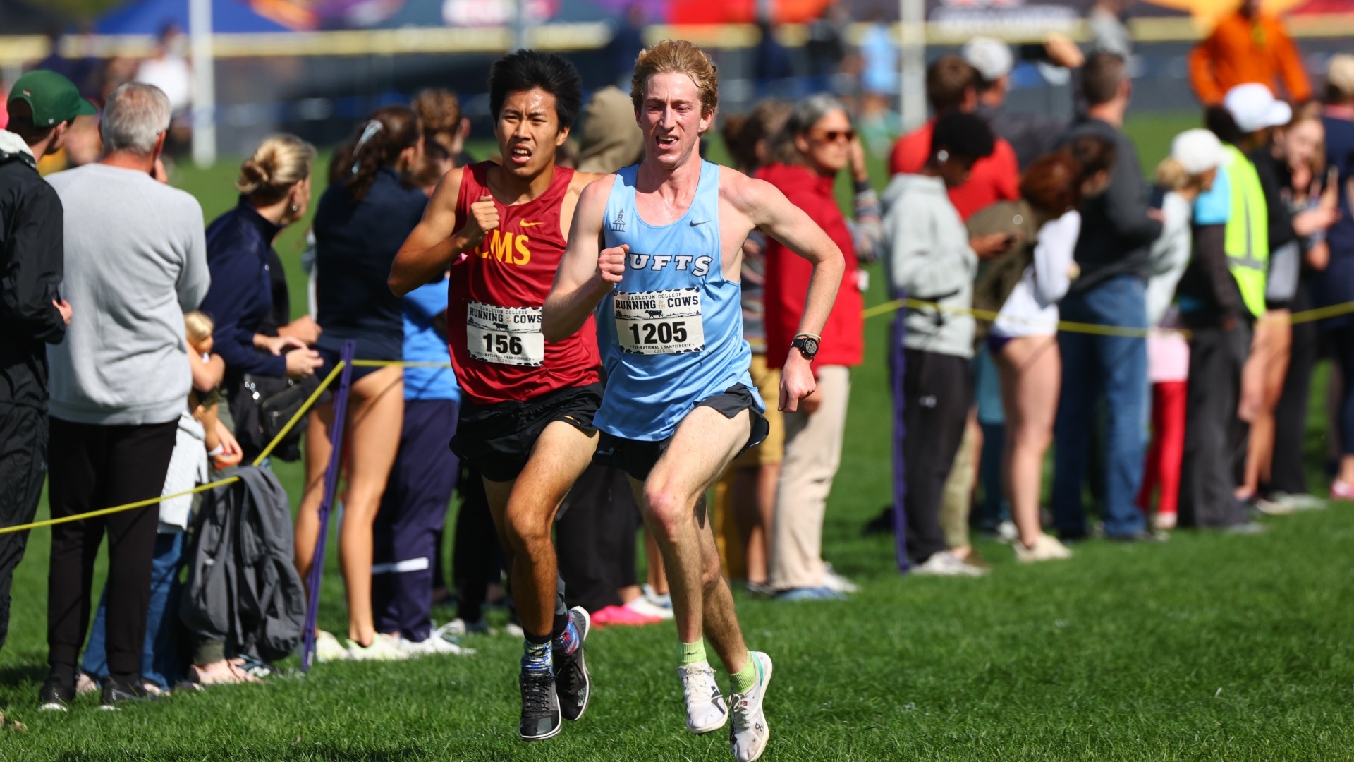 Jonah Reisner sprints to the finish line at the Running of the Cows in Minnesota.