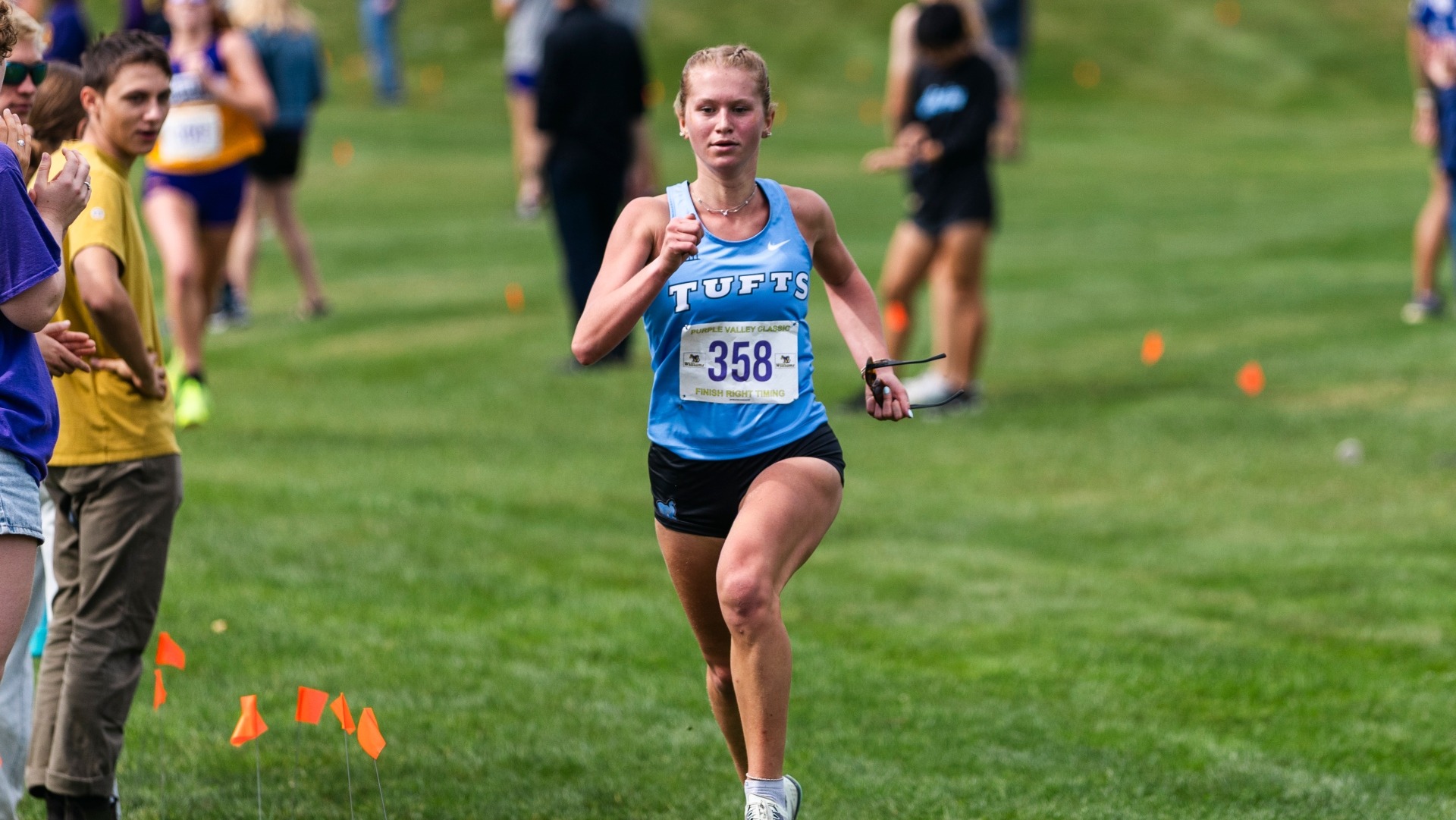 Addison Julian finishes at the Purple Valley Classic race.