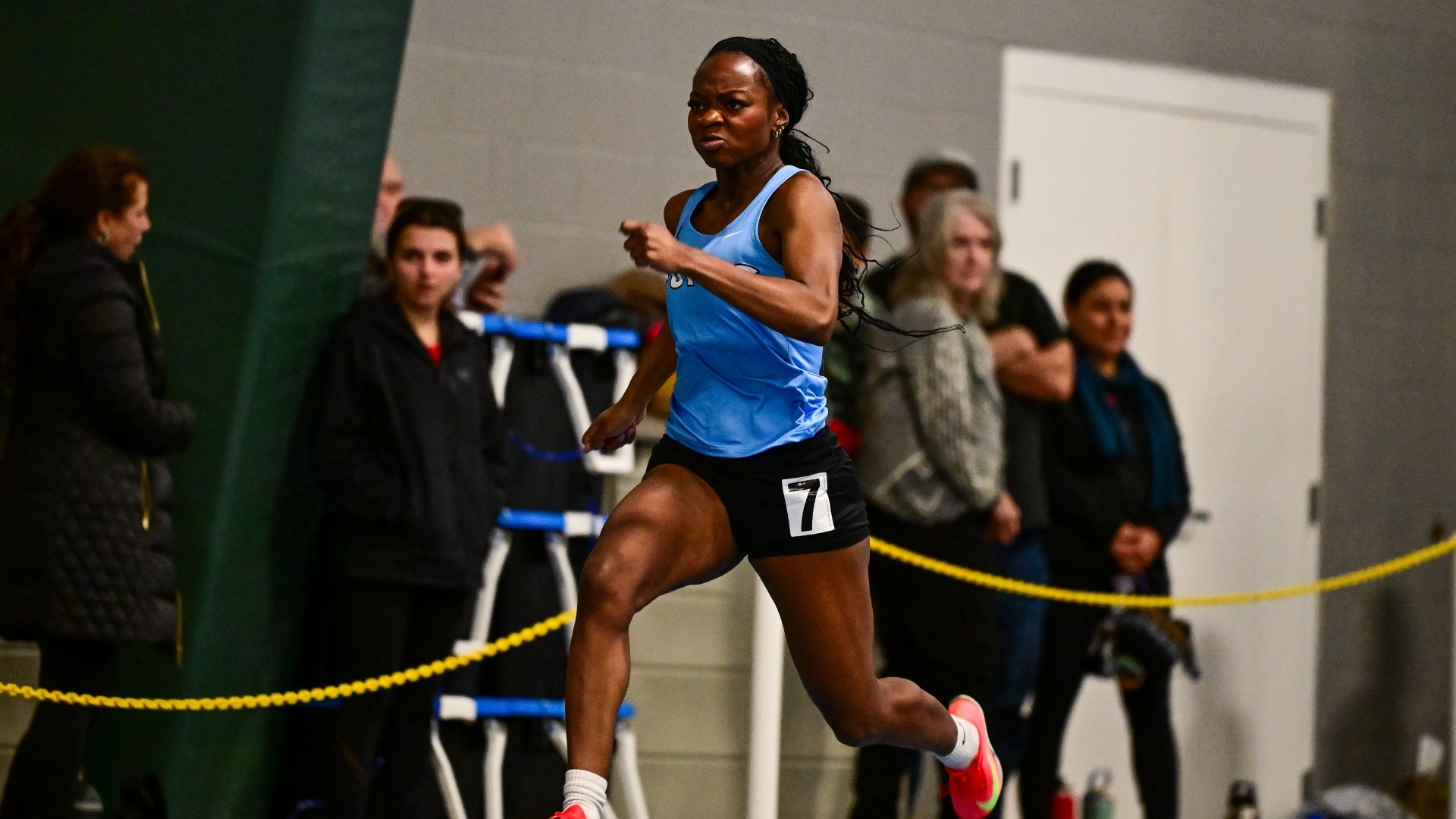 Simi Lawal runs in a spring event at the Branwen Smith-King Invitational.