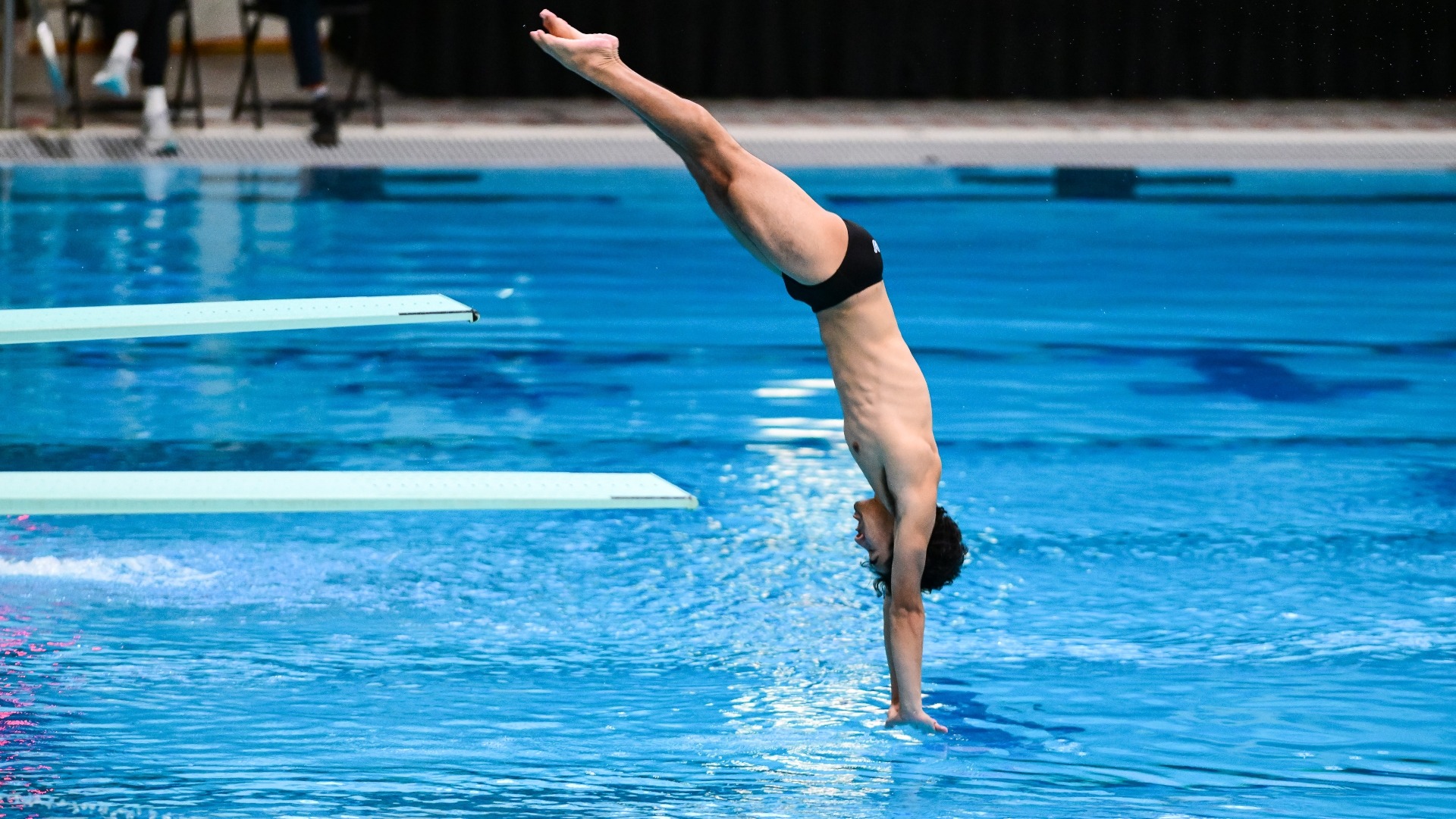 Jay Wilkinson completes a dive at the MIT facility.