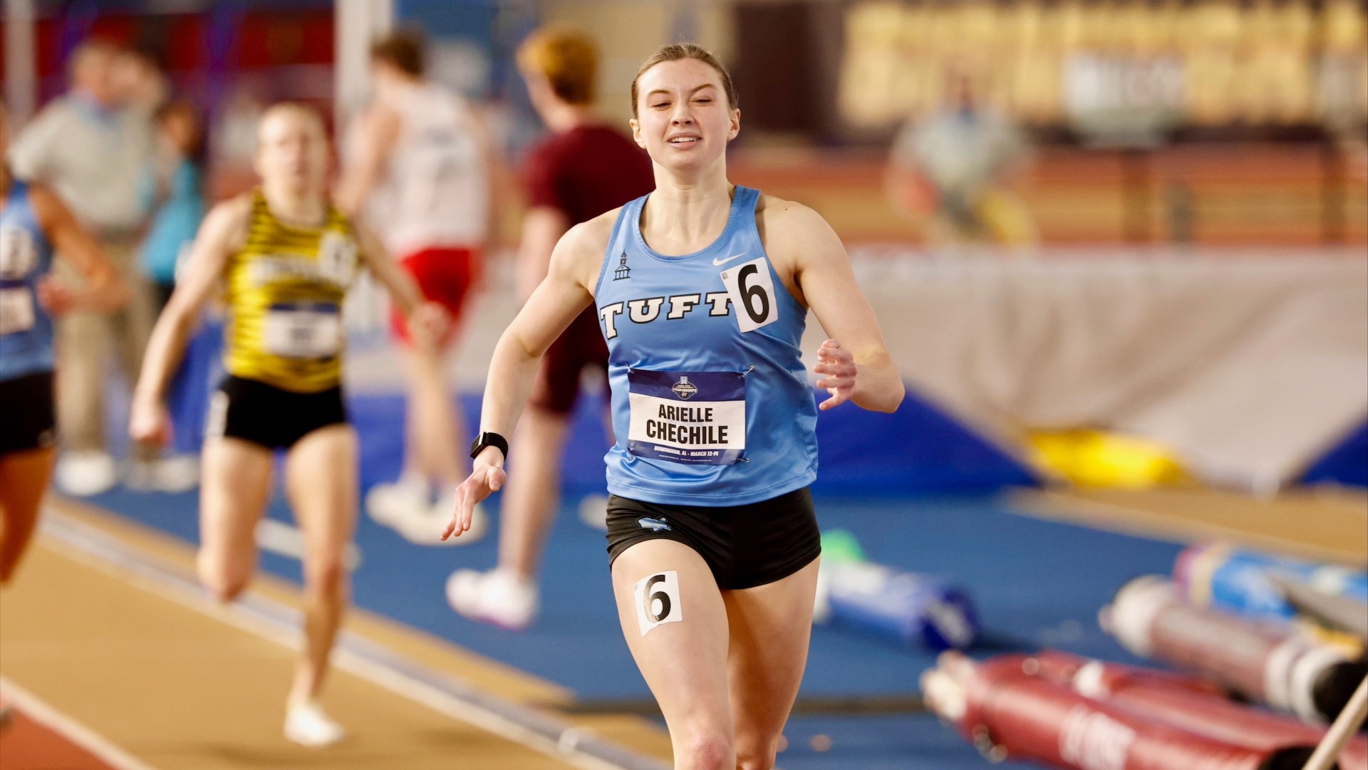 Arielle Chechile runs at the NCAA Indoor Championships in Birmingham, Alabama.