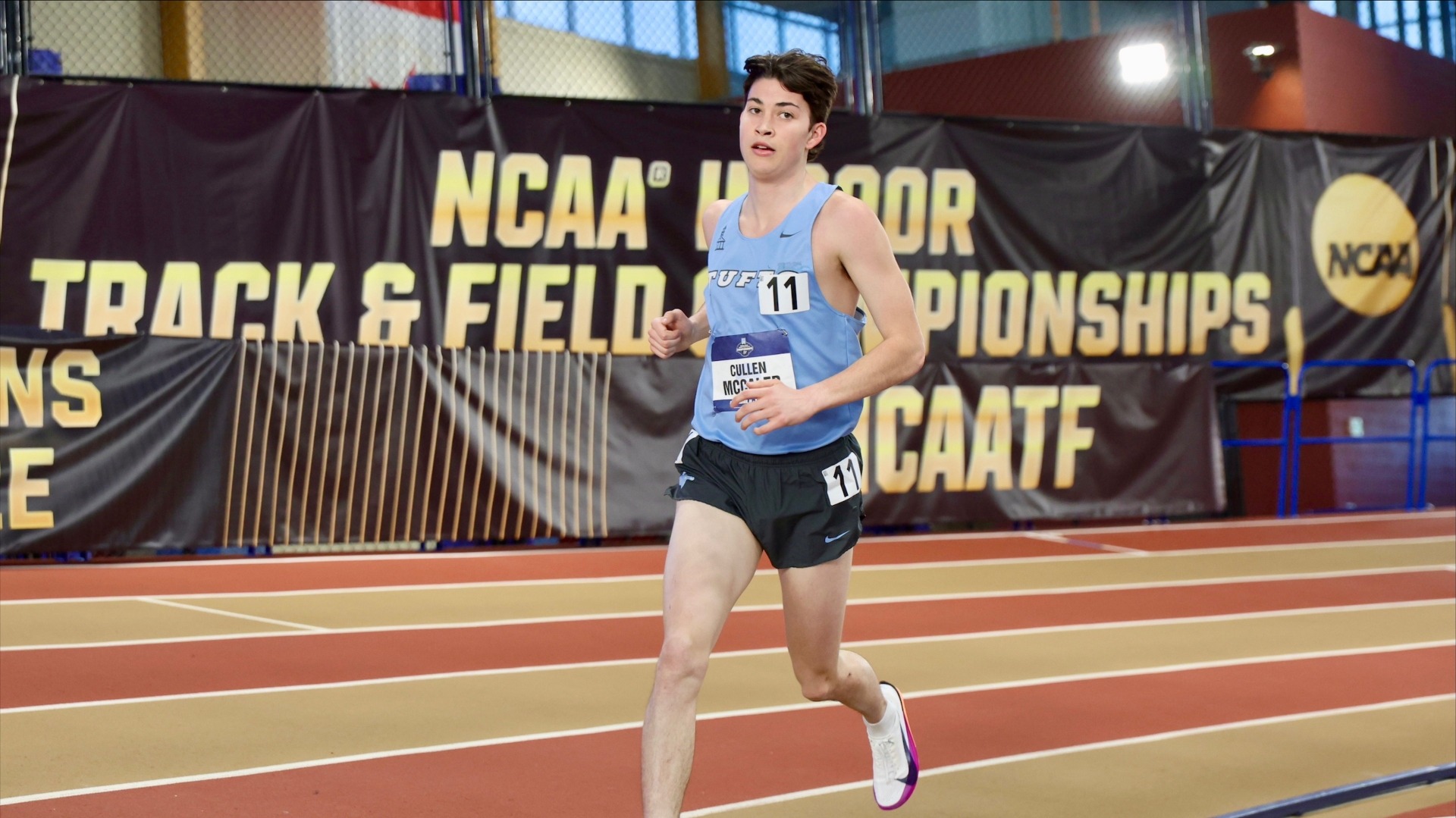 Cullen McCaleb runs in the 3000 meters at the NCAA Indoor Championships.