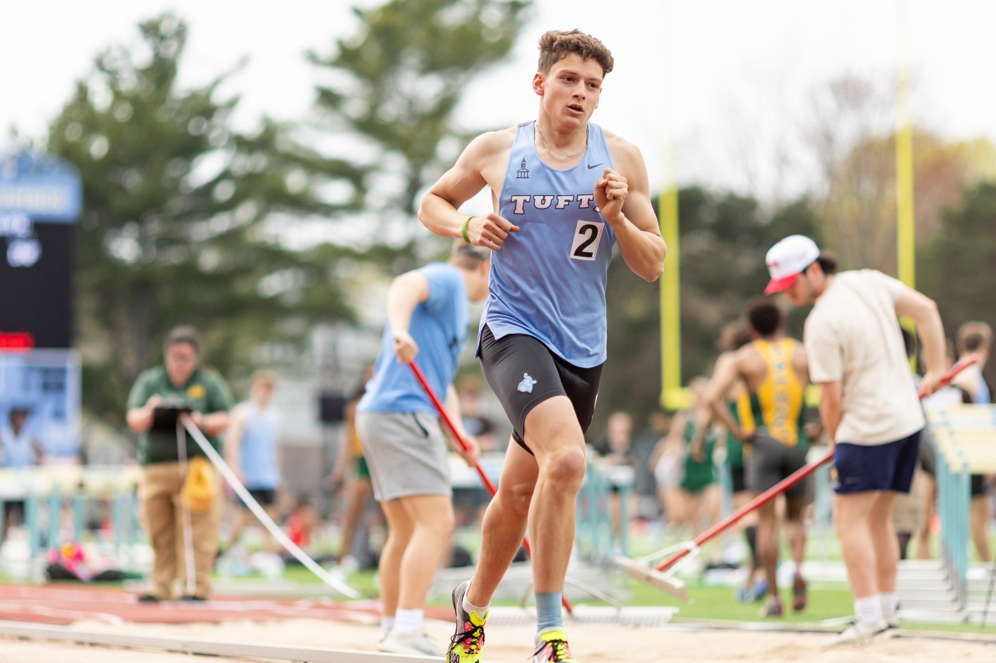 Dylan Moreno runs the track at Ellis Oval.