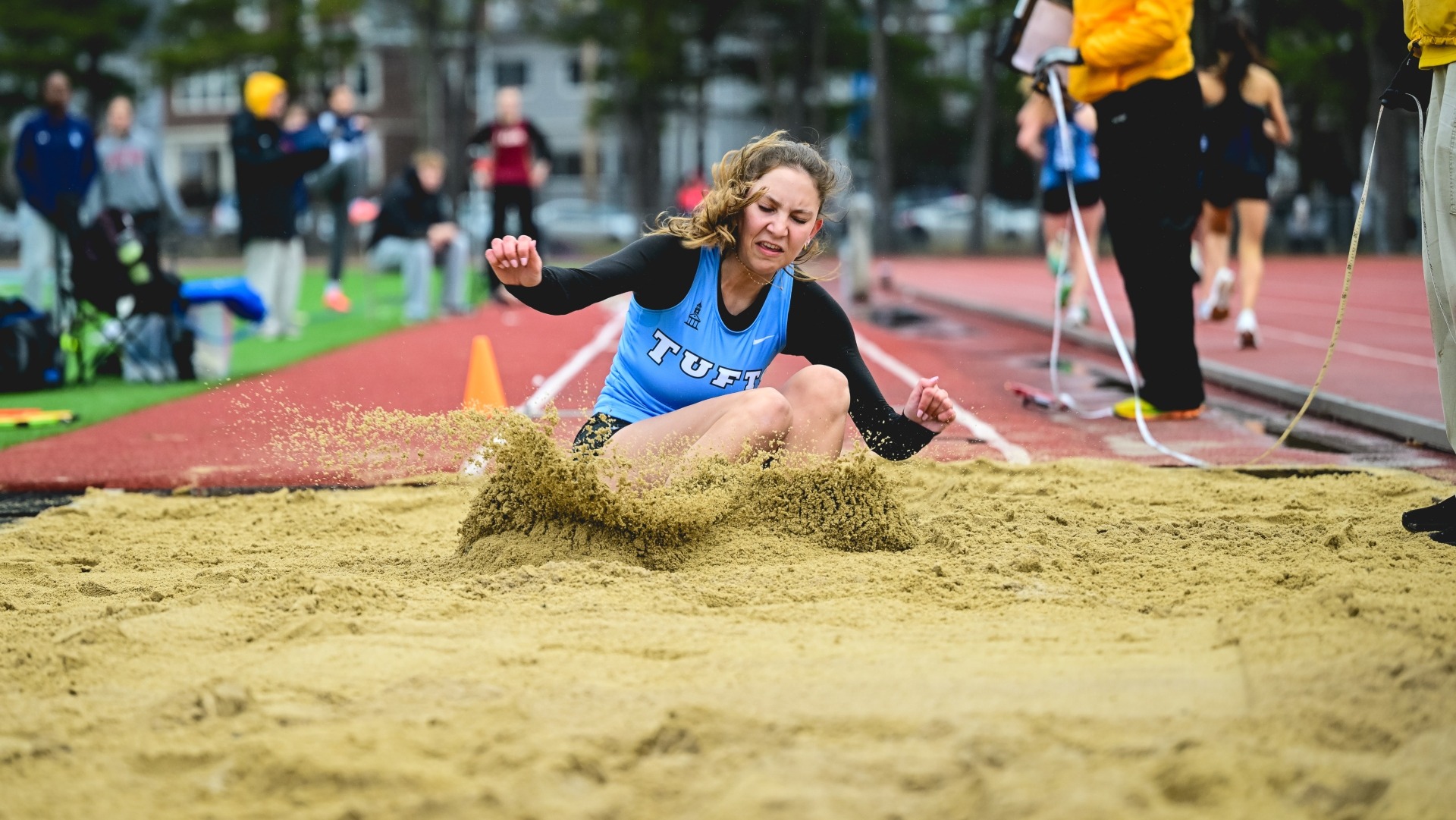 Lauren Zipoli competes in a jumping event at Tufts during the 2025 outdoor season.